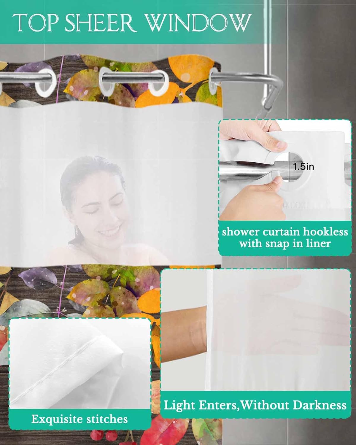 Autumn Inspired No-Thumb Bathroom Curtain Set