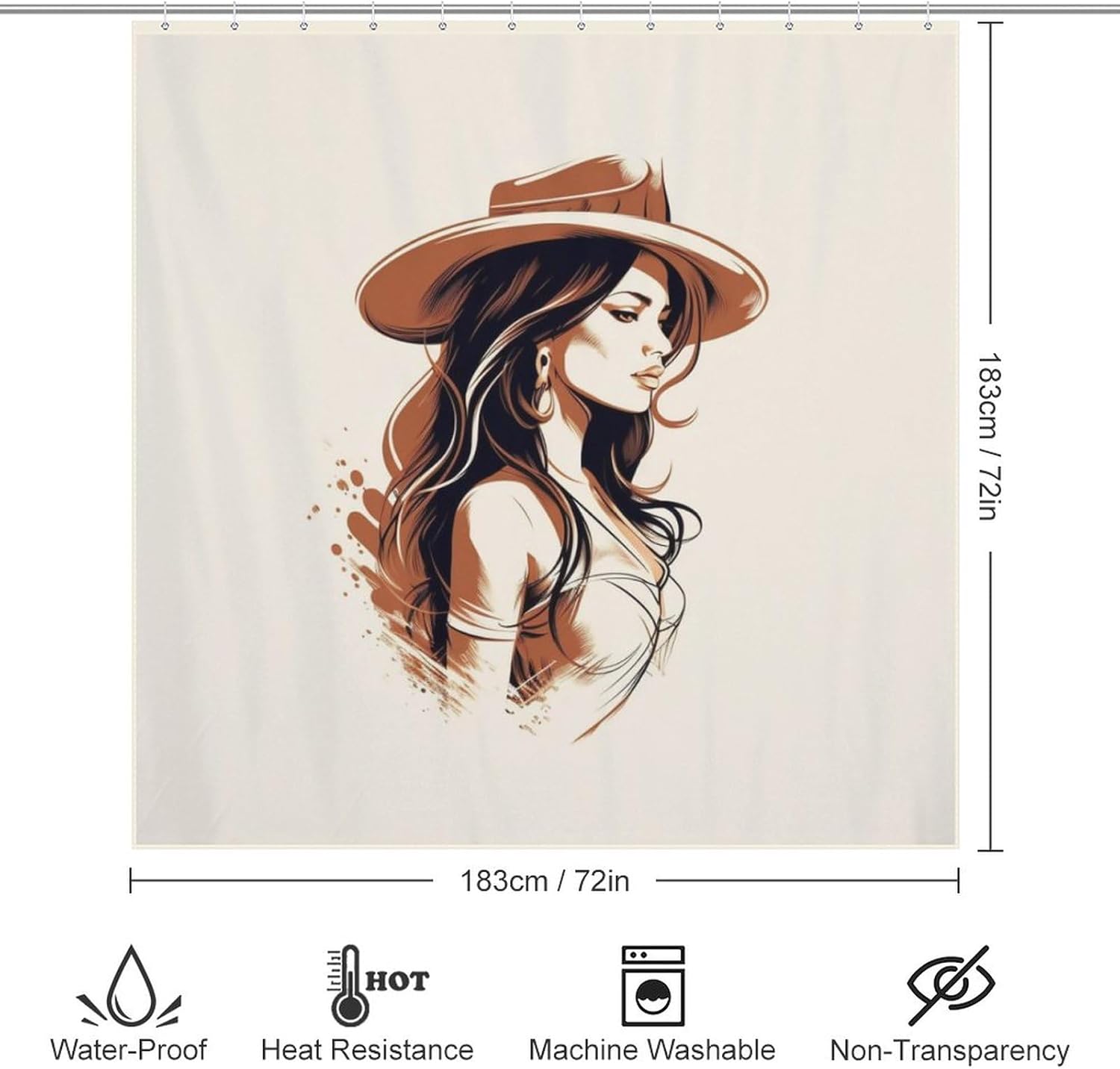 TIYAANDSY Cowboy Girl Shower Curtain Set