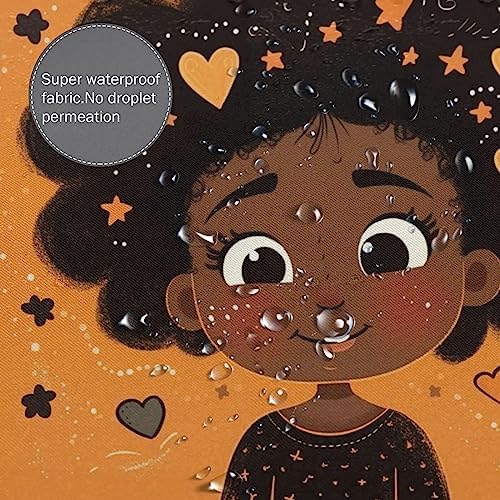 Smile Black Girl Bathroom Shower Curtain Set with Star Heart Design