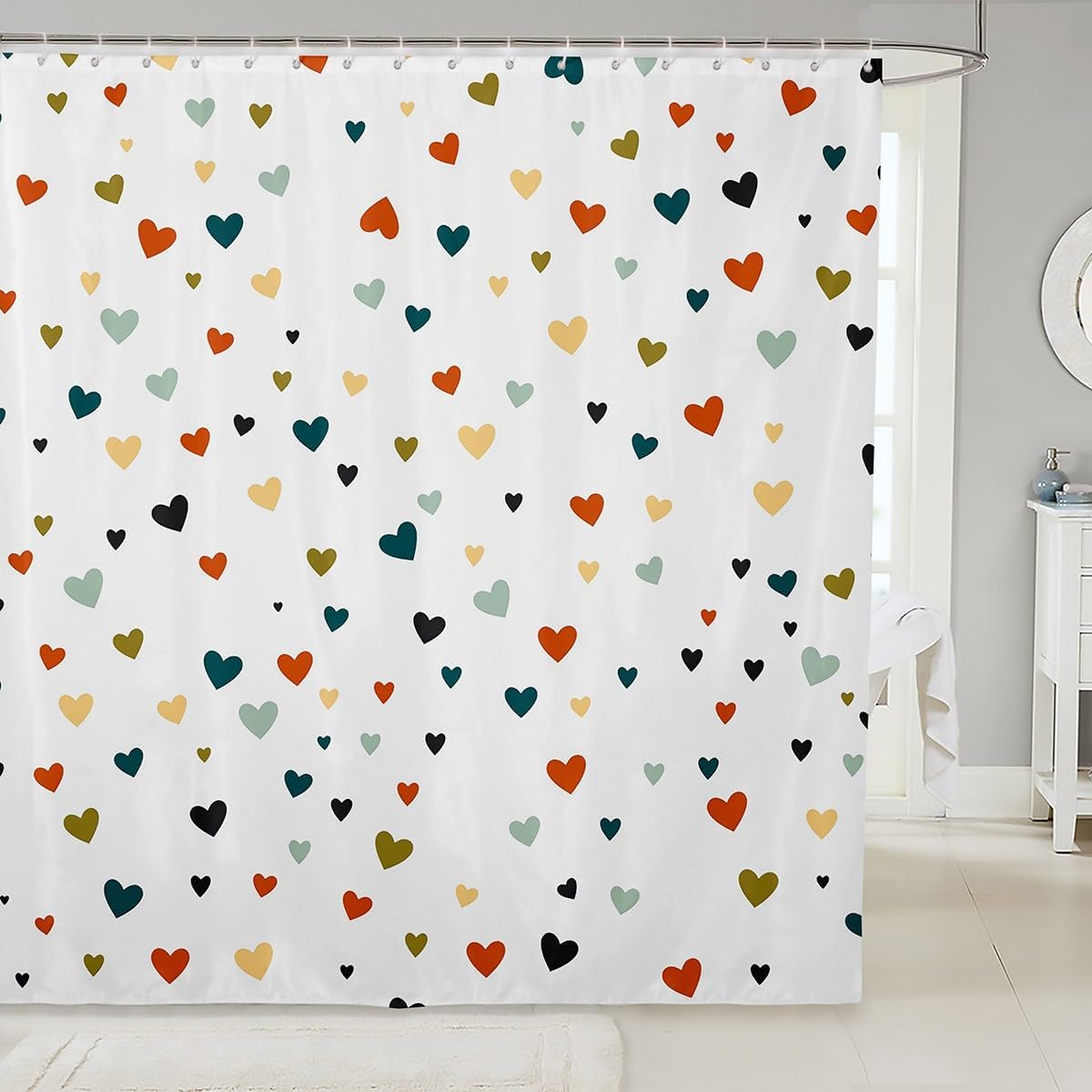 Feelyou Heart Bath Curtain 72x72 Kawaii Design