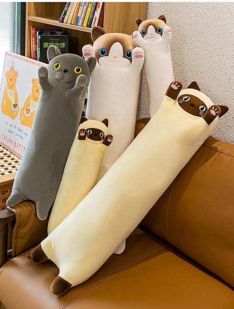 Long Cat Plush Pillow 275-inch for Relaxation and Reading