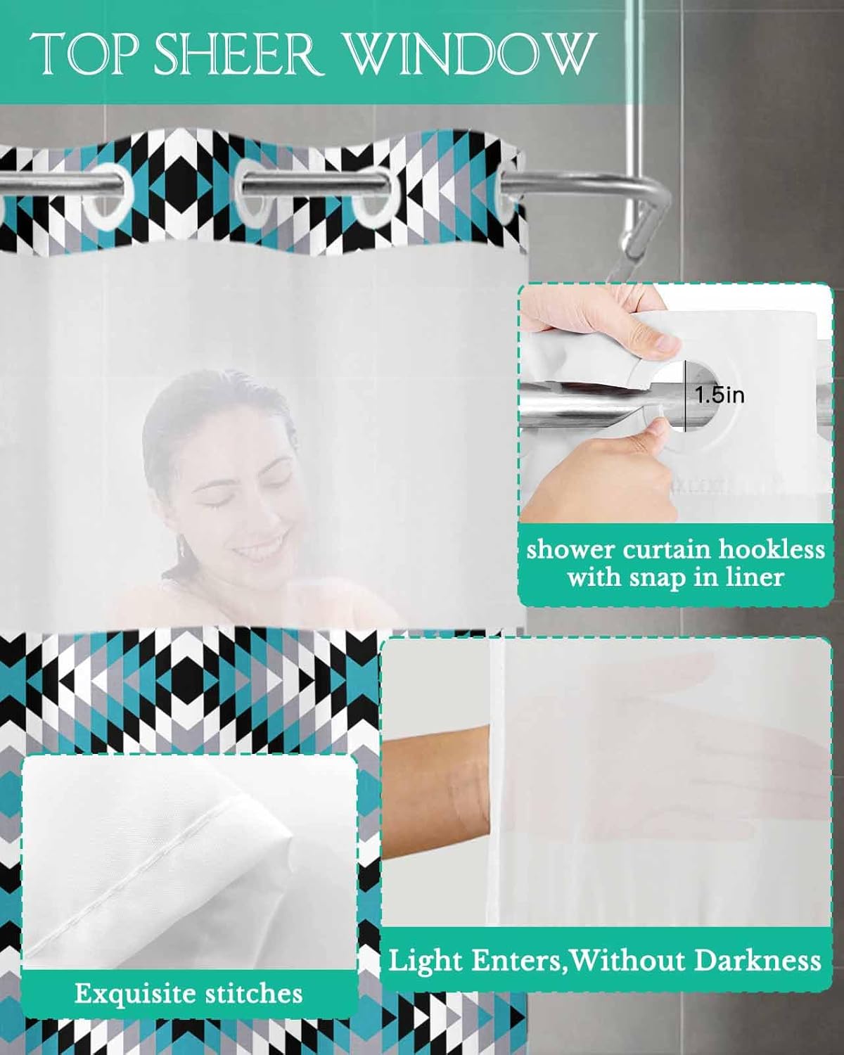 Unique Bohemian Shower Curtain with Water-Resistant Design Bonus Top Window View