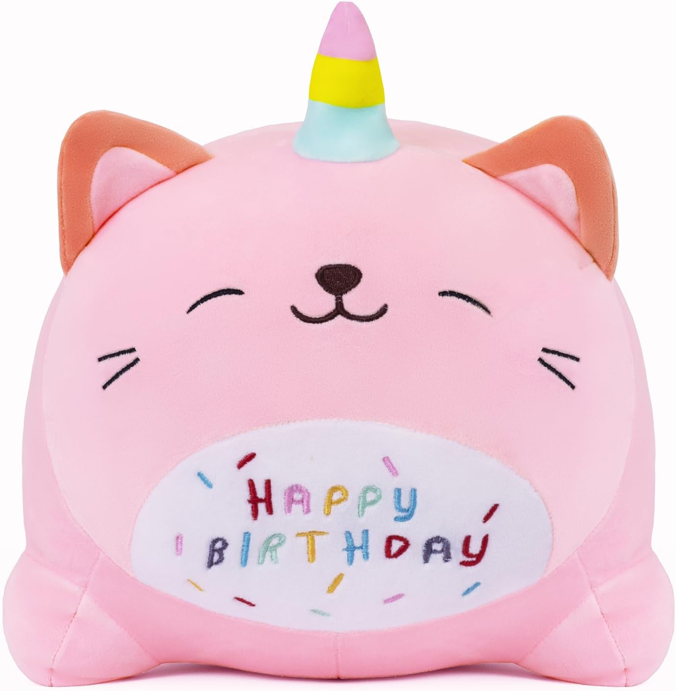 Kawaii Happy Birthday Unicorn Plush Pillow for Kids 25cm