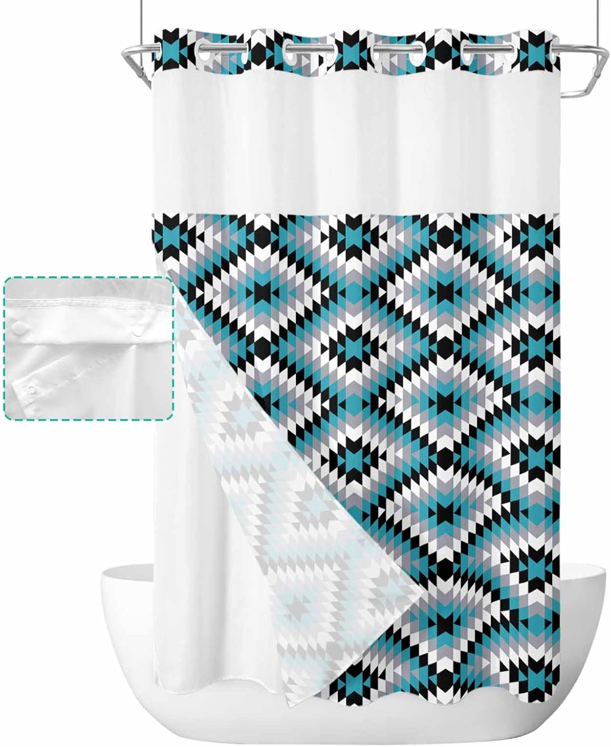 Unique Bohemian Shower Curtain with Water-Resistant Design Bonus Top Window View