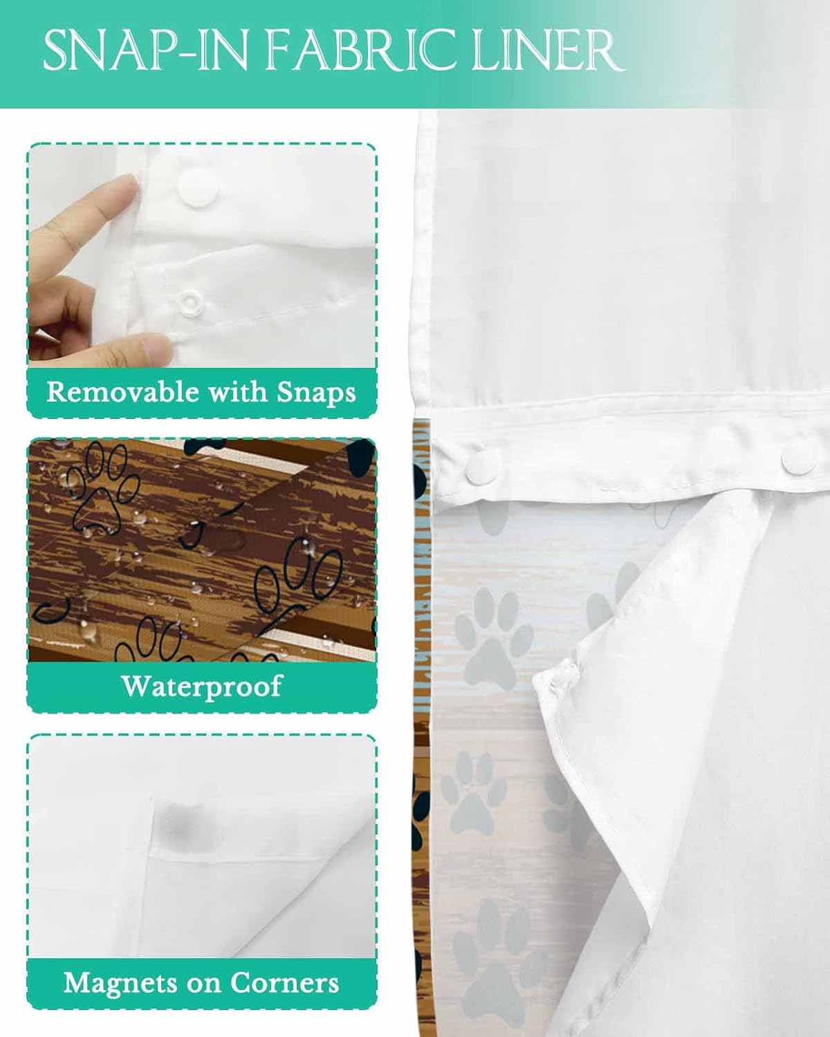 No-Hook Bathroom Shower Curtain