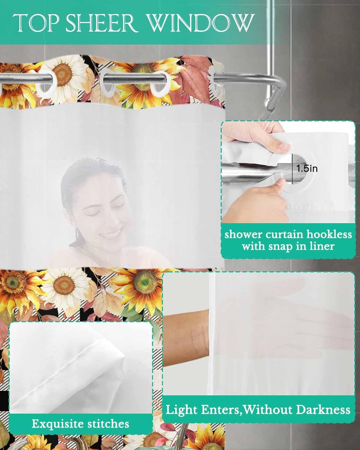 Cozy Fall Shower Curtain with Seeing Window