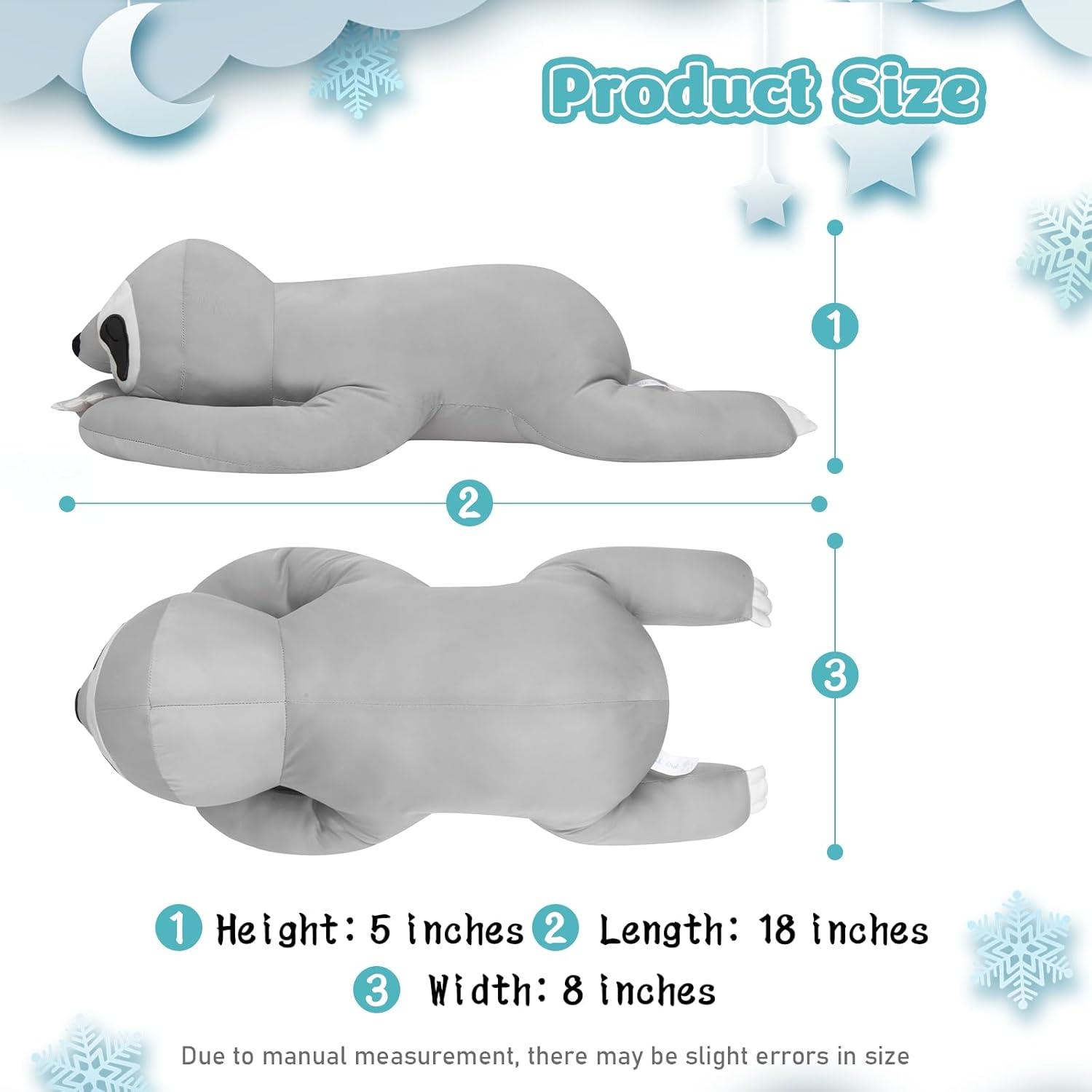 My OLi 18 Cooling Sloth Pillow Cozy Plush Toy for Kids Adults