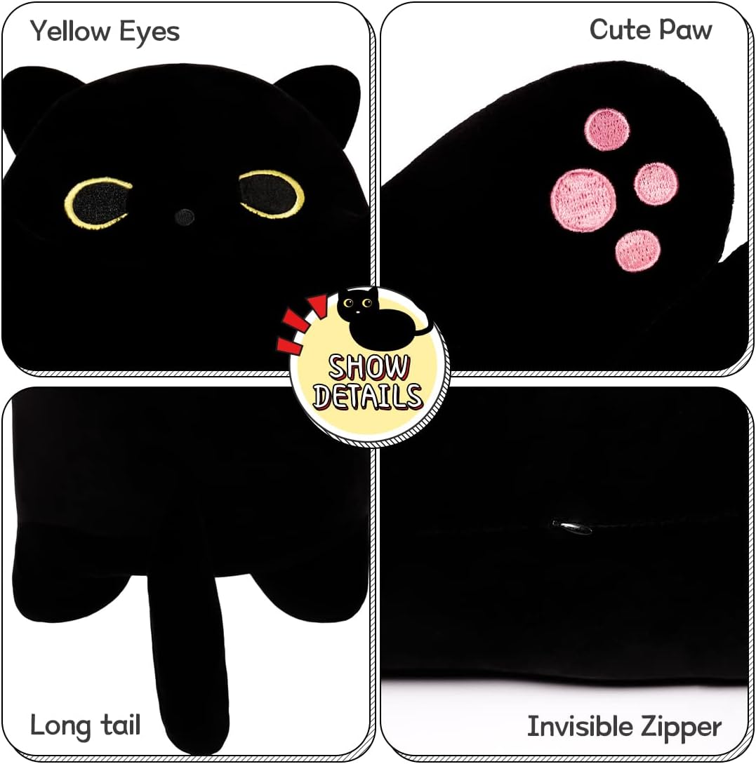 SNOWOLF 59inch Black Cat Plush Toy