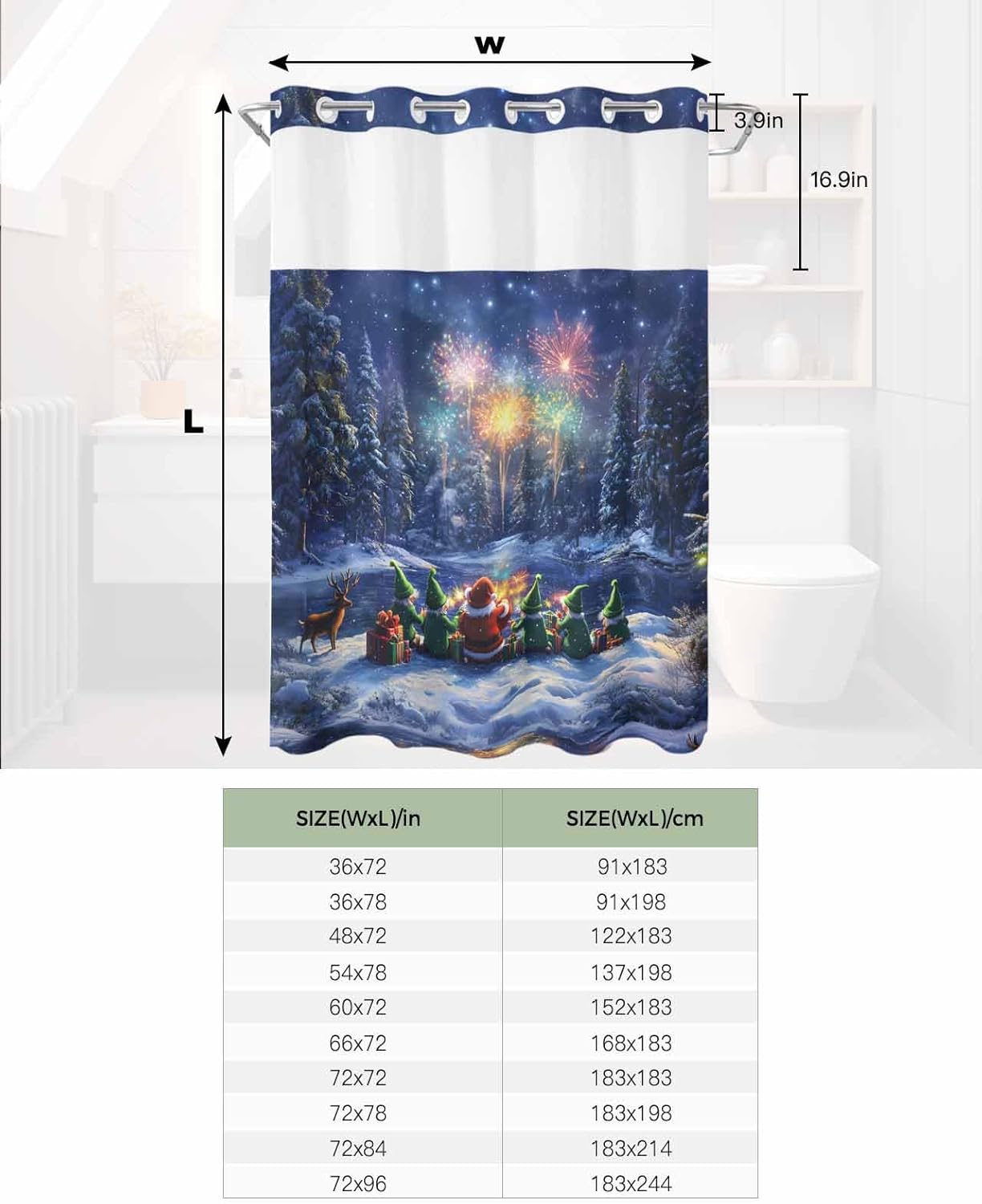 Stylish No-Hook Shower Curtain Set