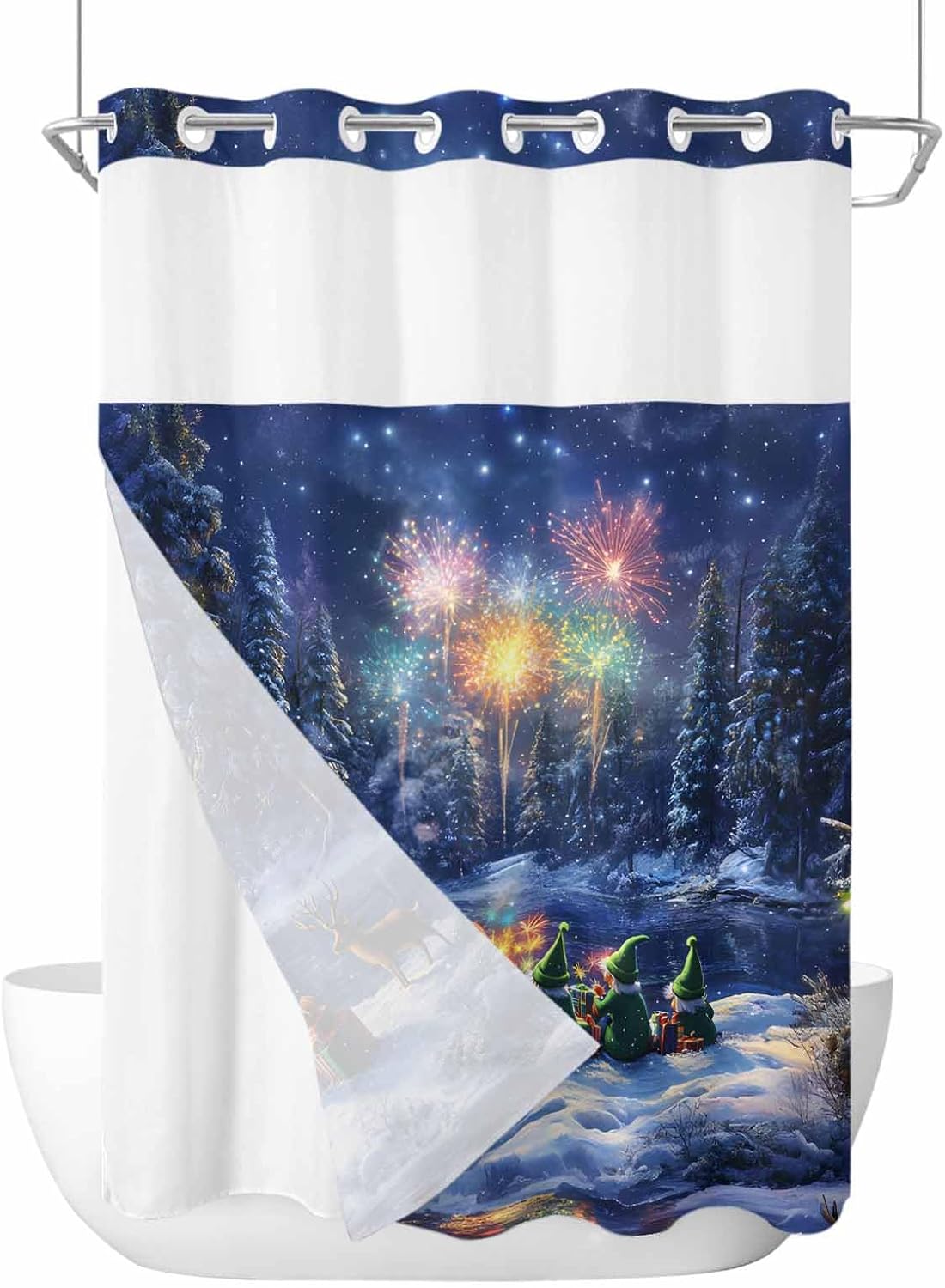 Stylish No-Hook Shower Curtain Set