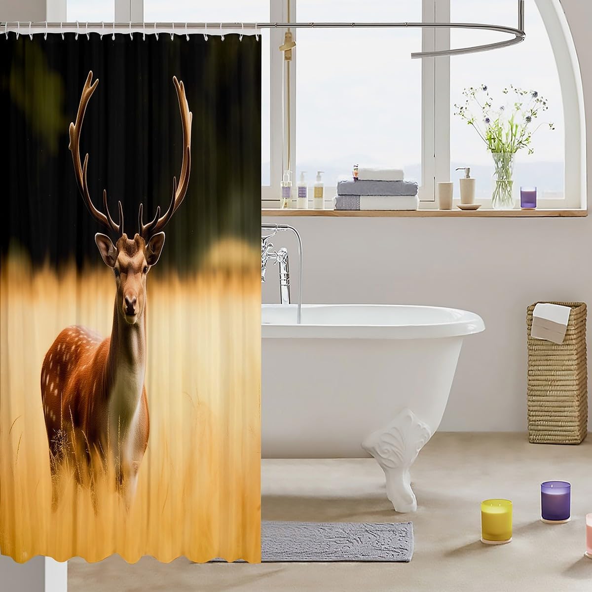 Feelyou Deer Shower Curtain for Kids - Fun and Practical Bath Experience