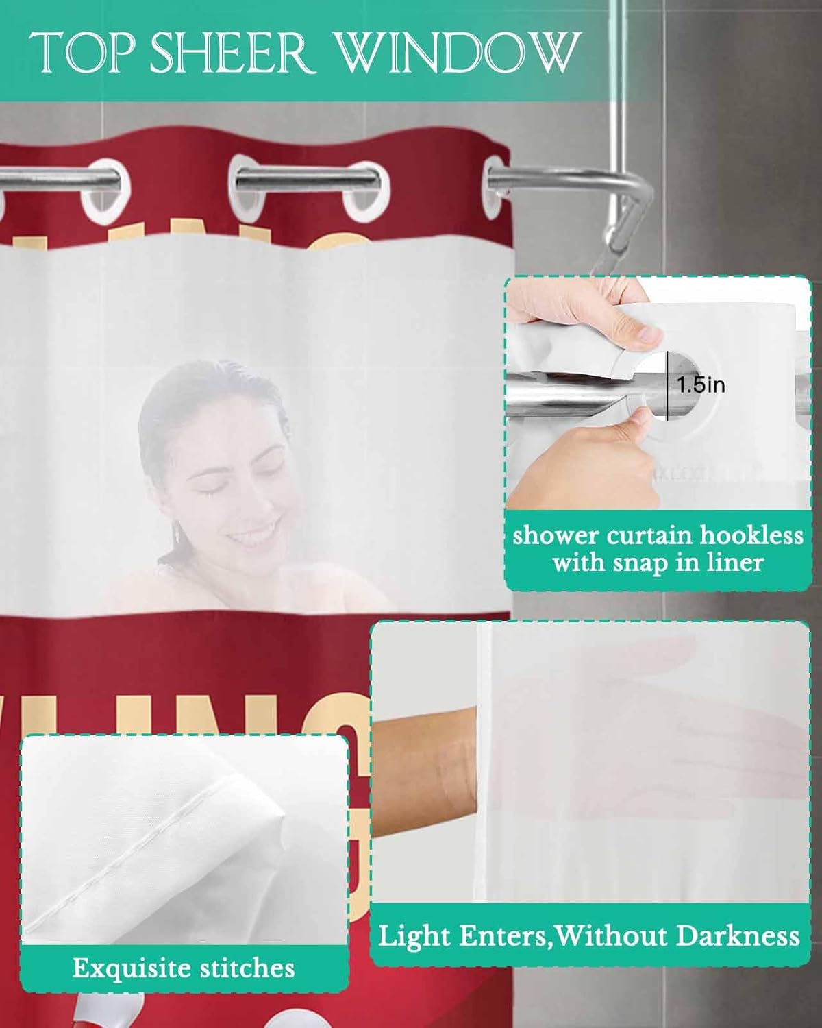 TocaHome Sports Theme Shower Curtain with Snap Liner 48x72 Inches