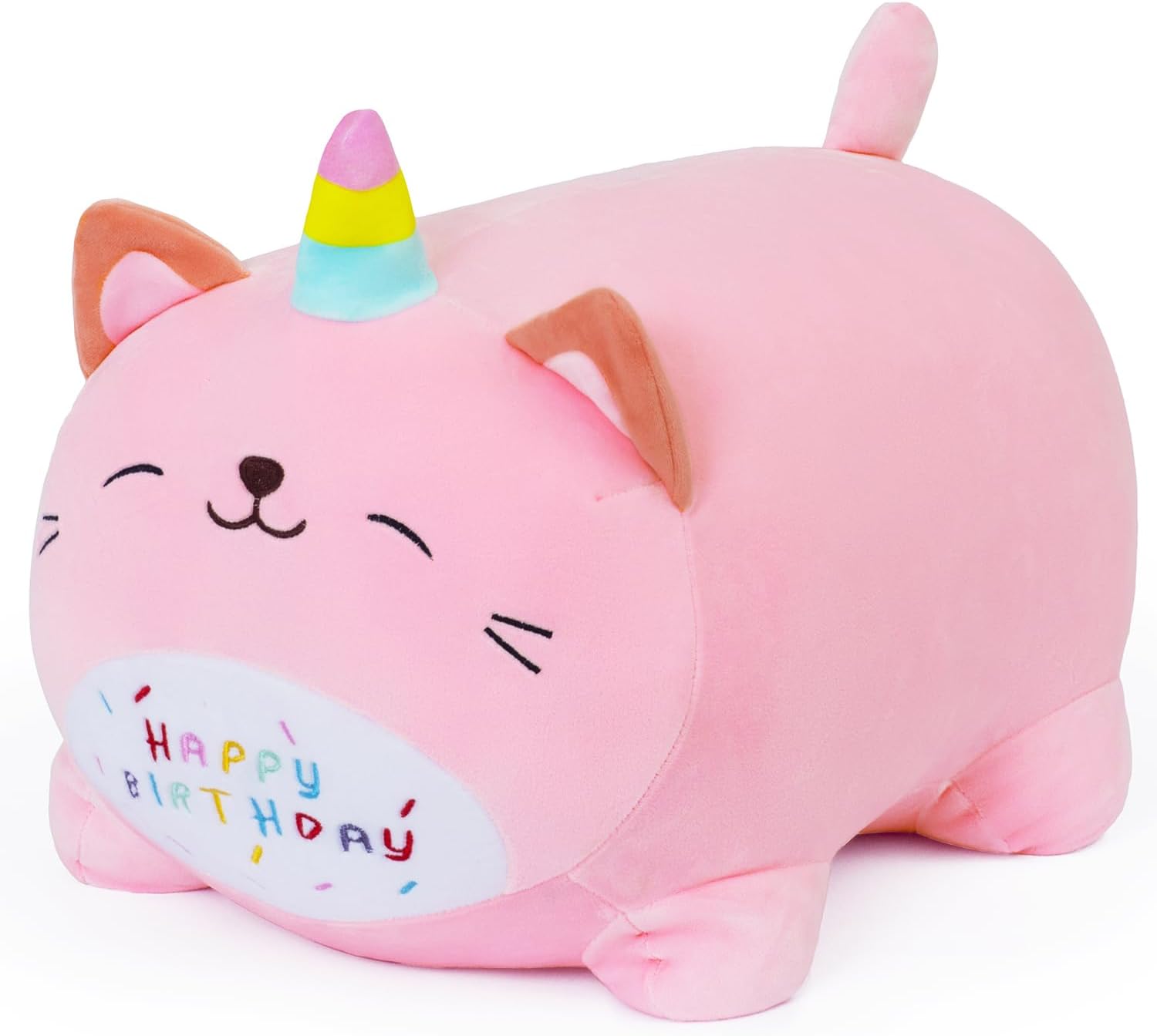 Kawaii Happy Birthday Unicorn Plush Pillow for Kids 25cm