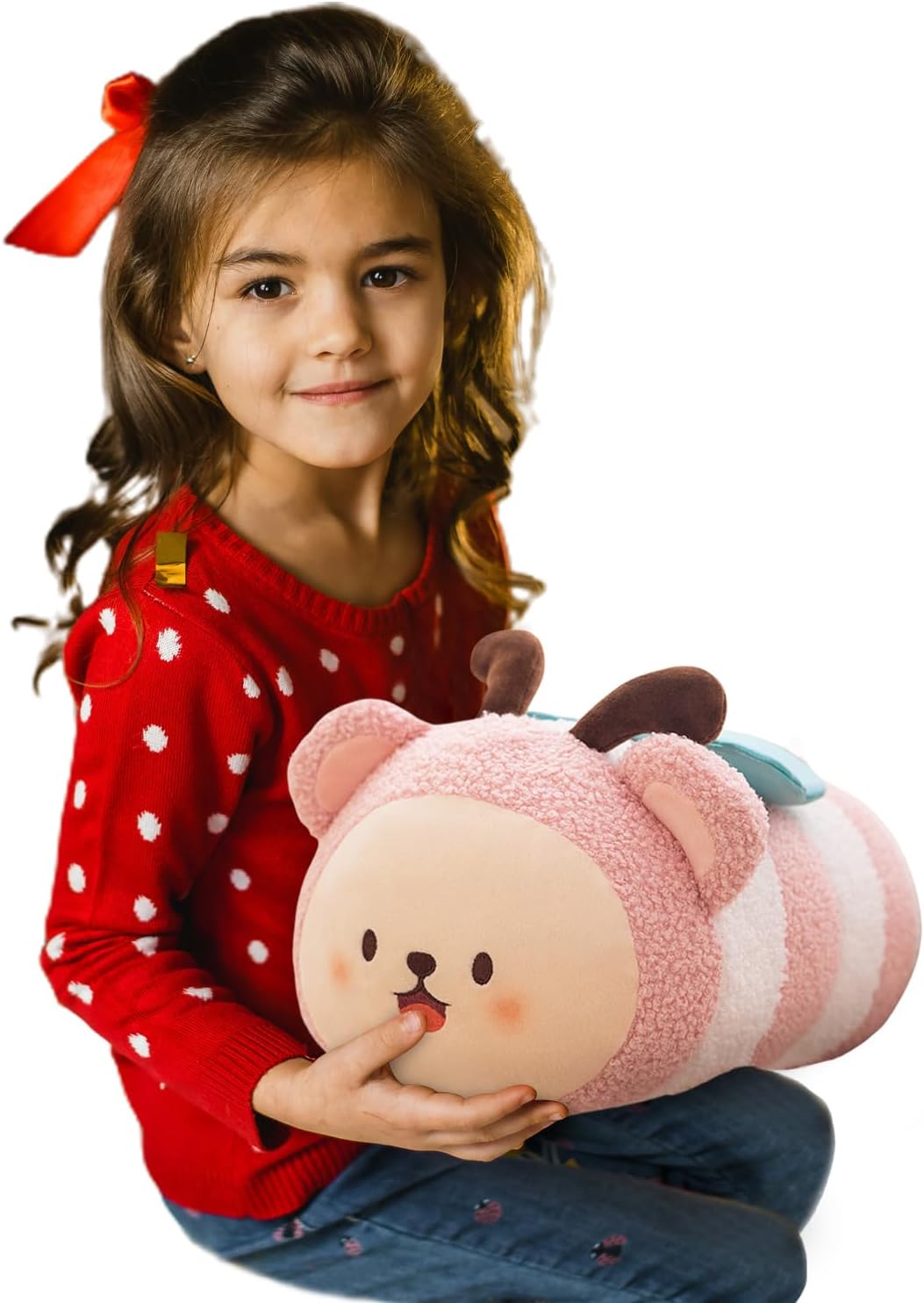 Cute Plush Pillow Kawaii Animal Toy for Kids Pink Design