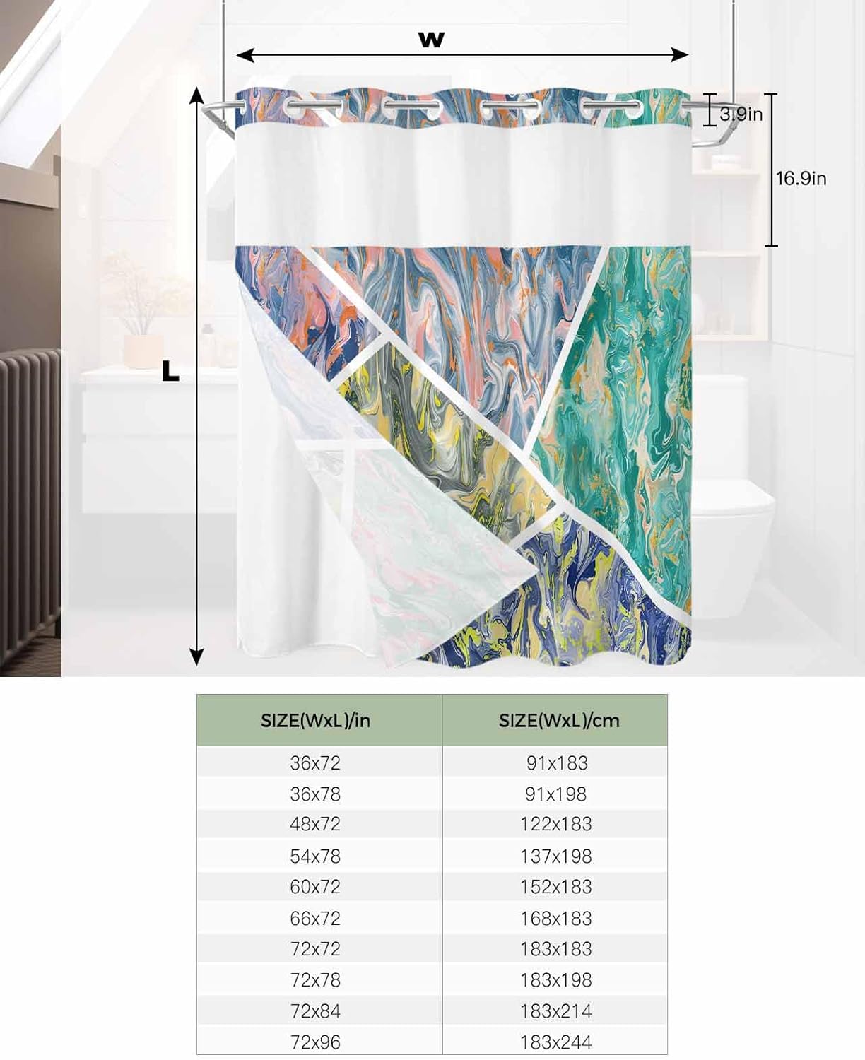 Modern No-Hook Shower Curtain Set