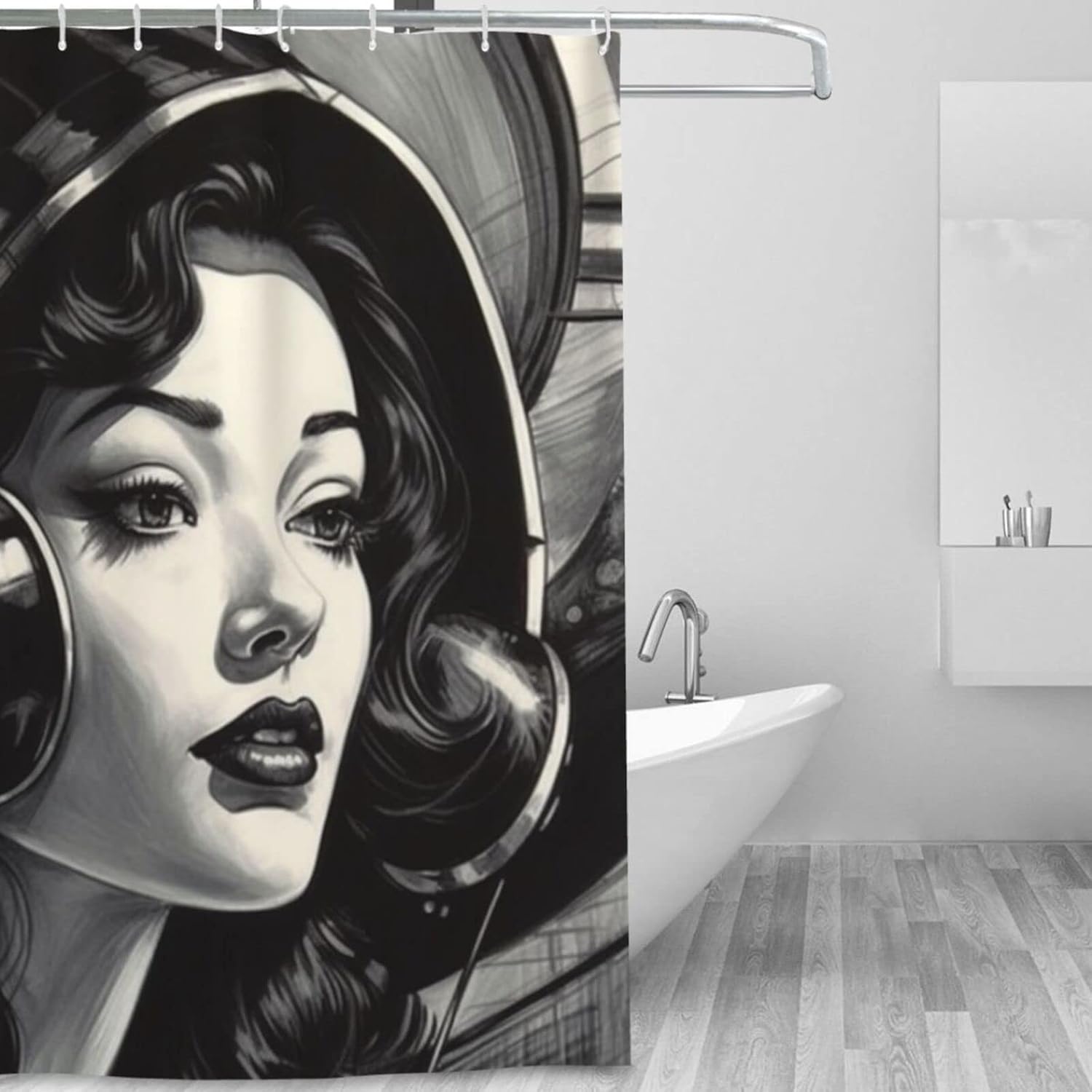 High-Quality Retro Shower Curtain Set - Waterproof with HD Printing