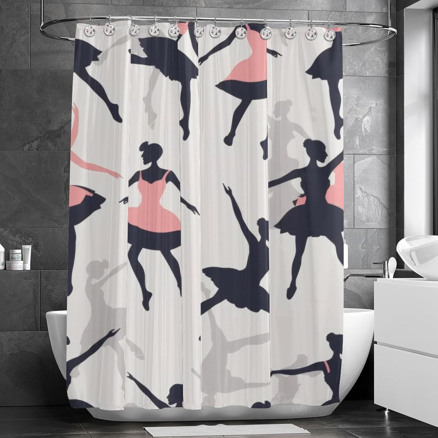 Stunning 48x72 inch shower curtain set with 9 stainless steel hooks by VAPOKF