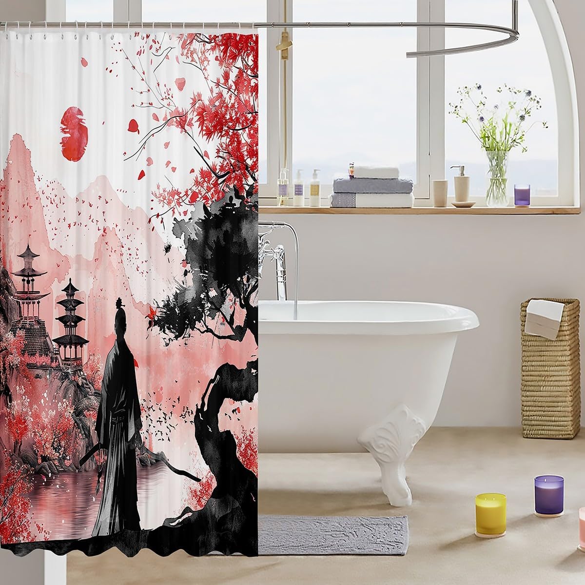 Japanese Samurai Bath Curtain 72x72 Fun Unique Bath Experience