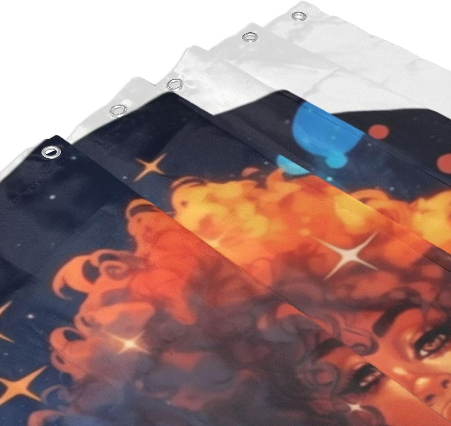 Tiyaandsy Black Girl Shower Curtain Set Modern Starry Night Design