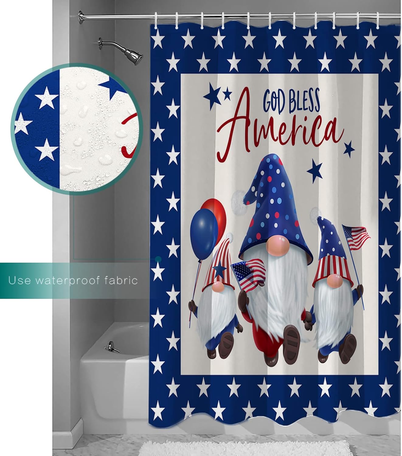 72x72 inches Gnome Star Waterproof Shower Curtain-machine WashablePara Mood Bath Room