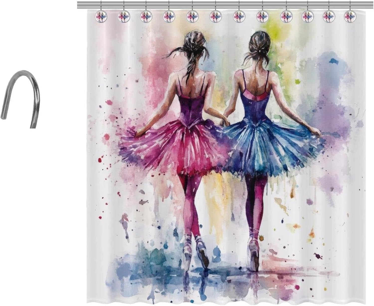 Dancing Ballet Girls Print Stainless Steel 72x72 inches Water Resistant Fast Drying