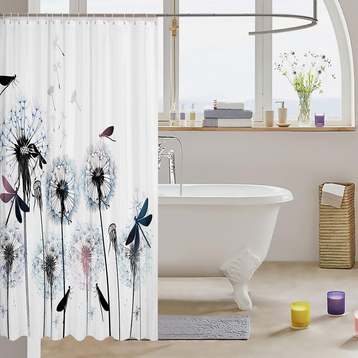 Dragonfly Bathroom Curtain with 12 Hooks 72x72
