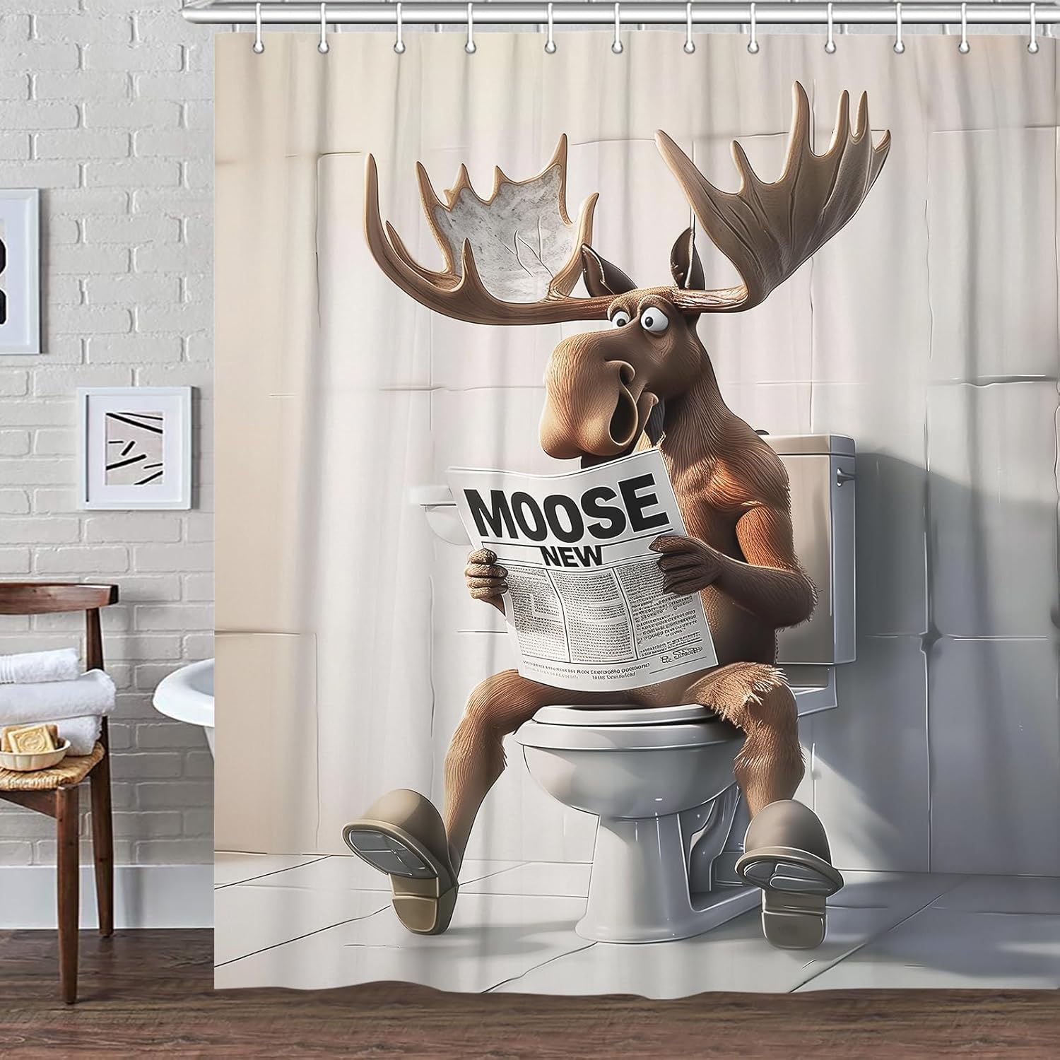 JAWO Funny Moose Shower Curtain
