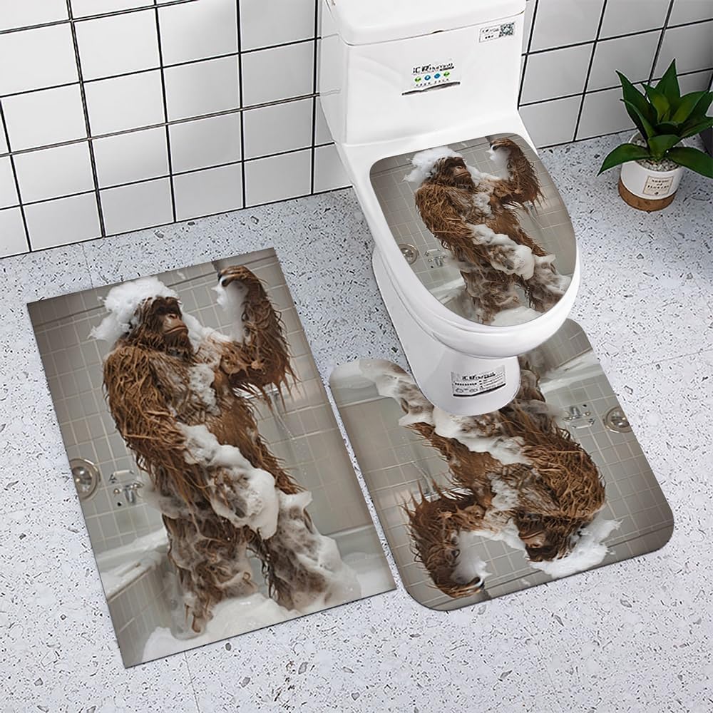 FortunateFrog 4PCS Bigfoot Animal Fun Bathroom Showers with 12 Hooks
