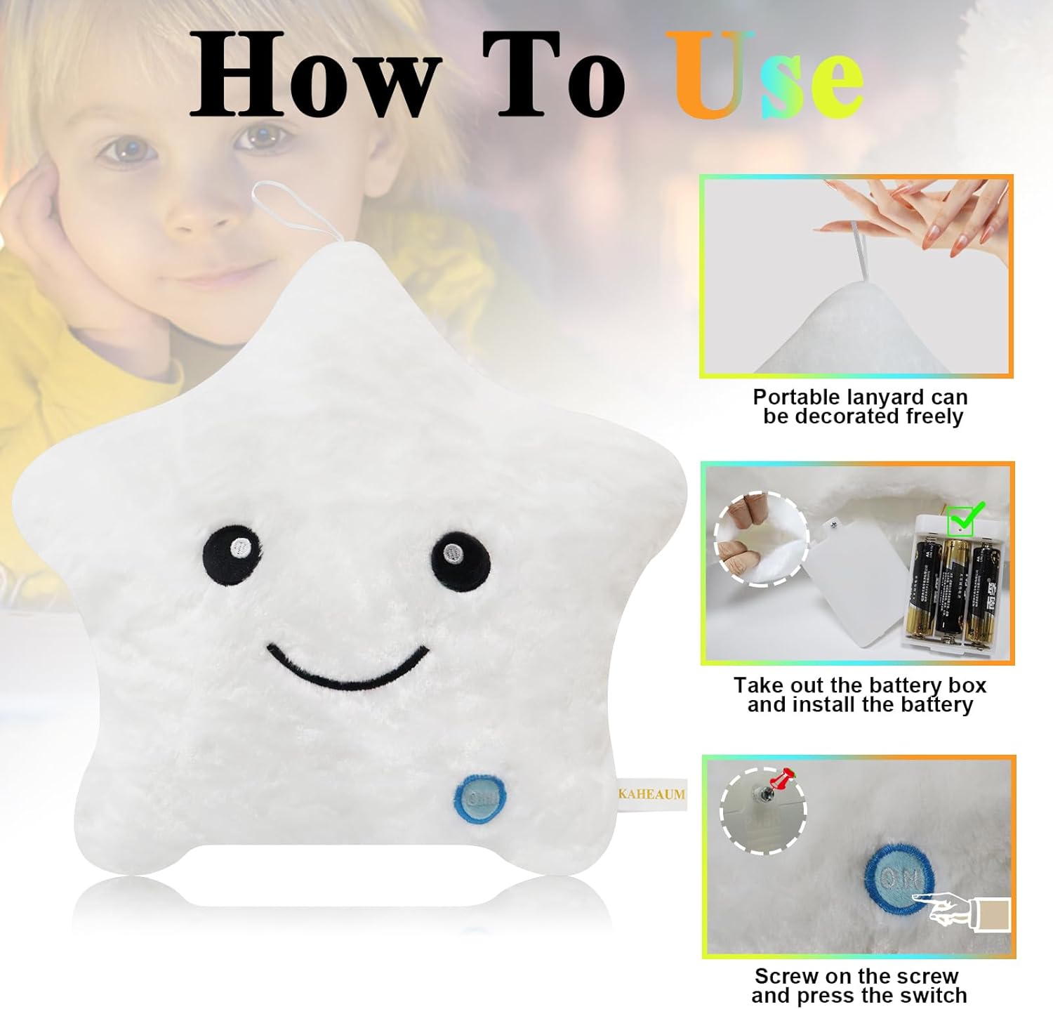 Twinkle Star Glow Pillow for Kids