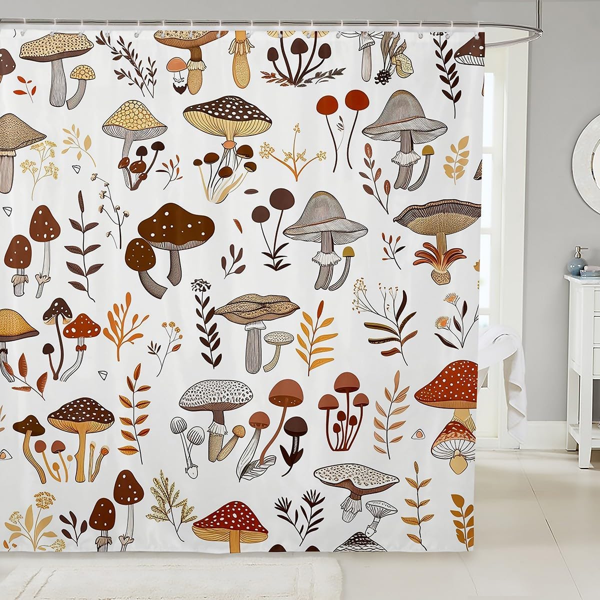 Feelyou Adorable Mushroom Print Shower Curtain 72x78 for Kids