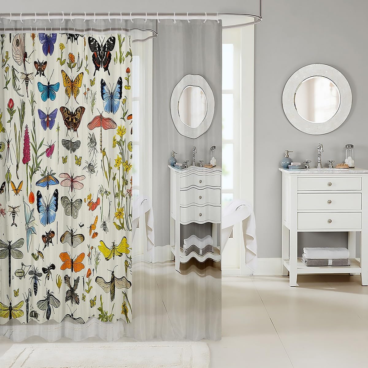 Feelyou Kids Butterfly Shower Curtain Set 1