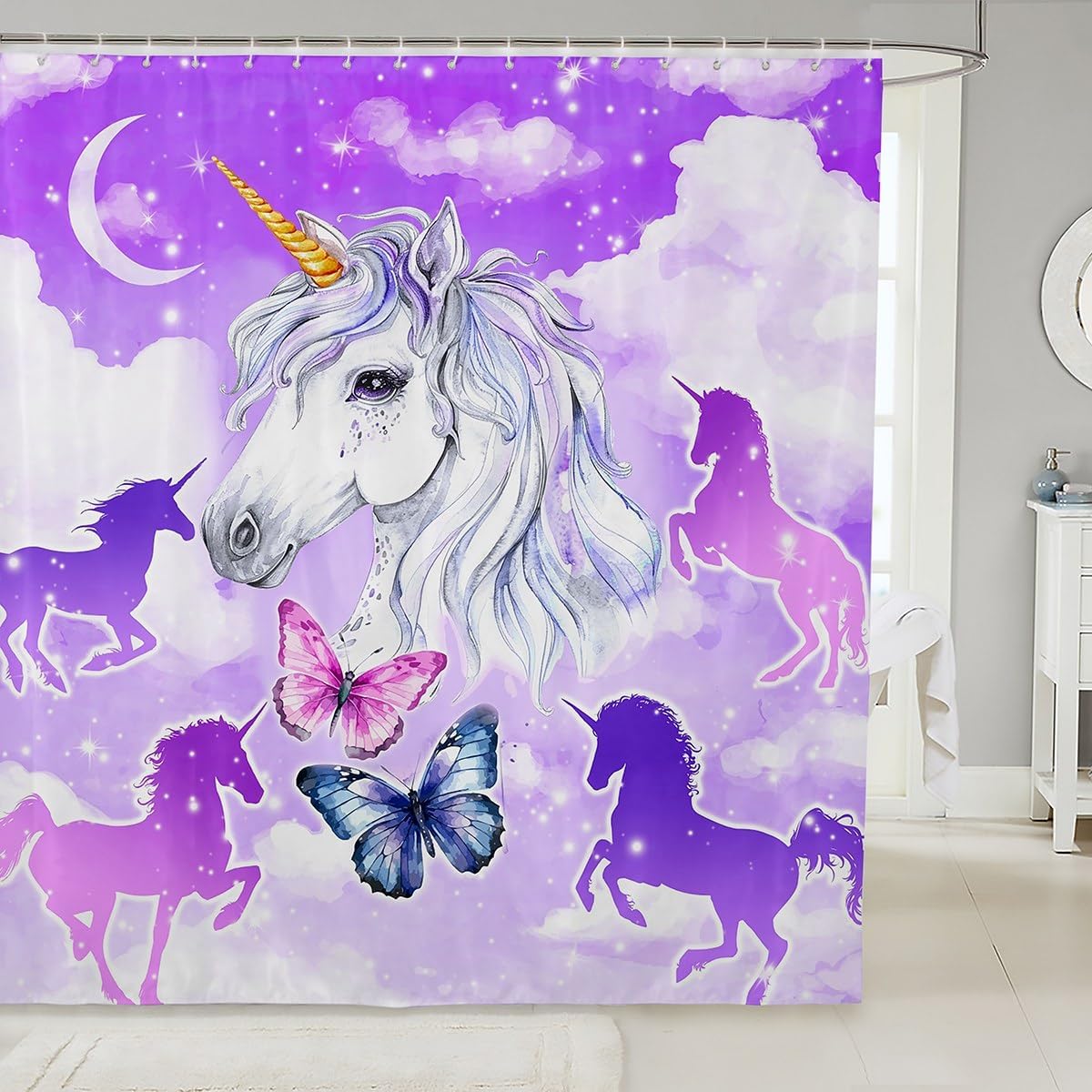 Unicorn Bath Curtain by Castle Fairy