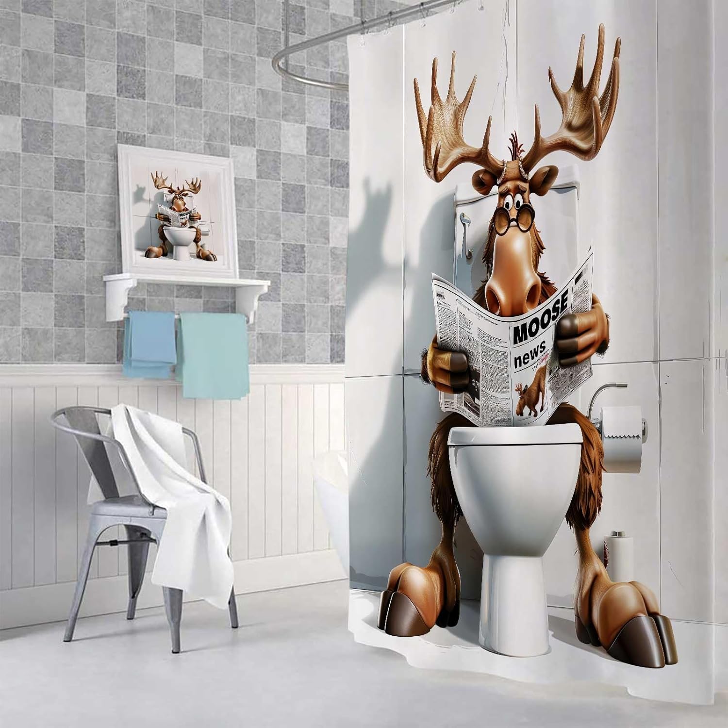 JAWO Funny Moose Bring Some Cheery Laughter to Your Bathroom