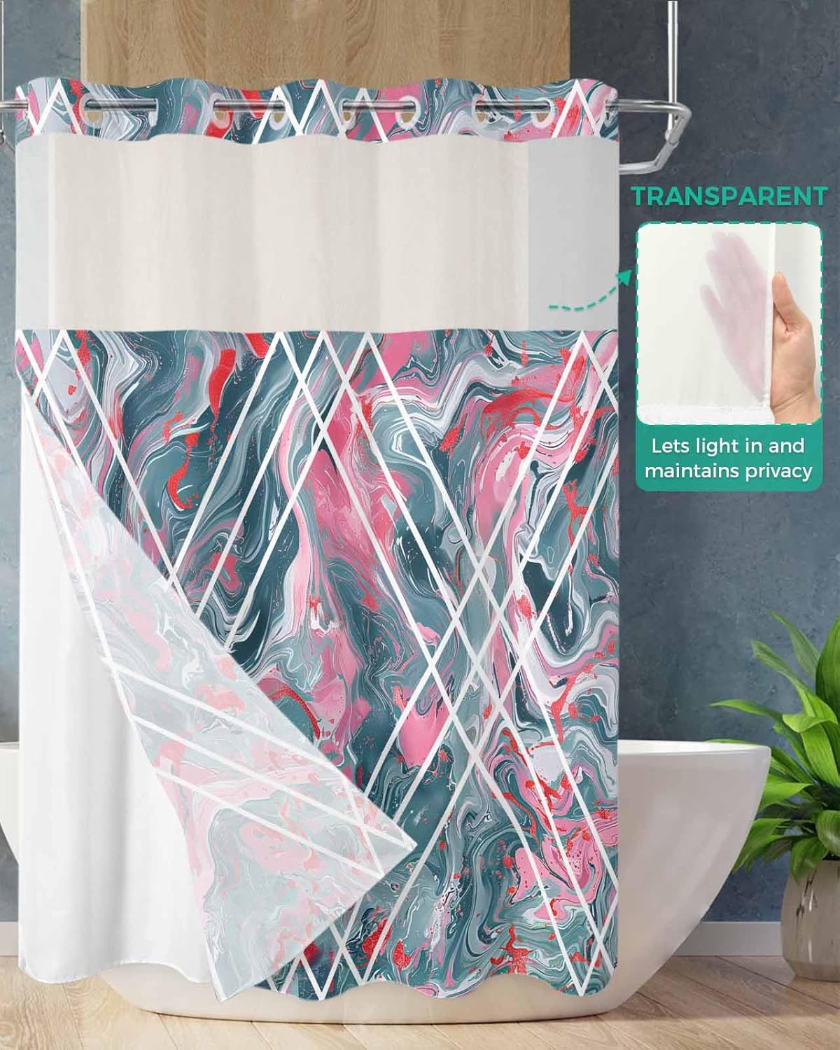 TocaHome No Hook Shower Curtain Set