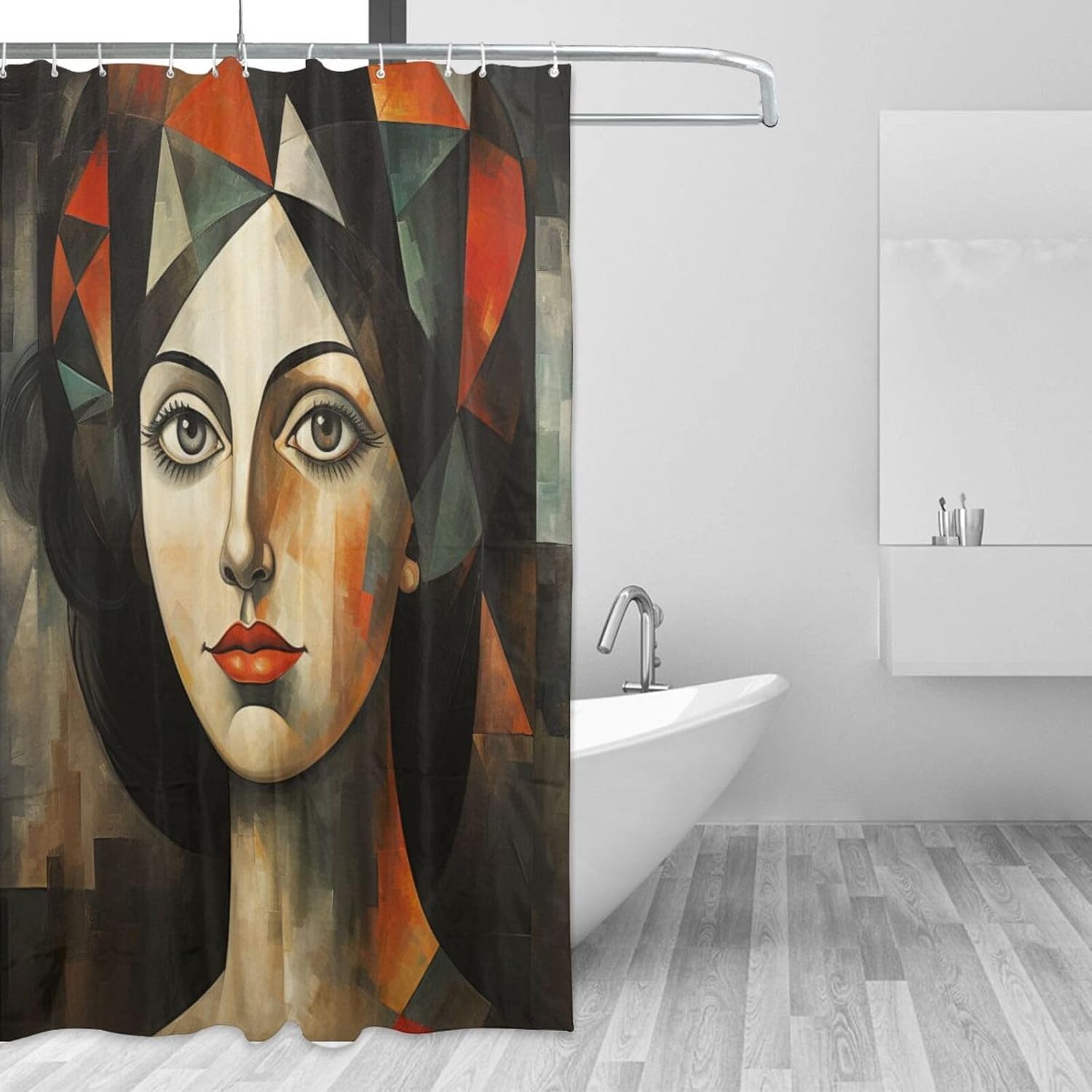 DAOWANGZUO Abstract Girl Shower Curtain Set