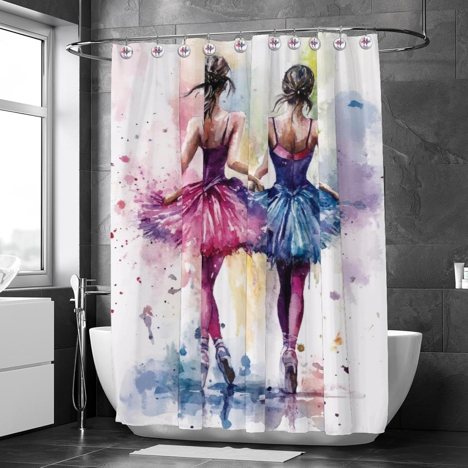 Dancing Ballet Girls Print Stainless Steel 72x72 inches Water Resistant Fast Drying
