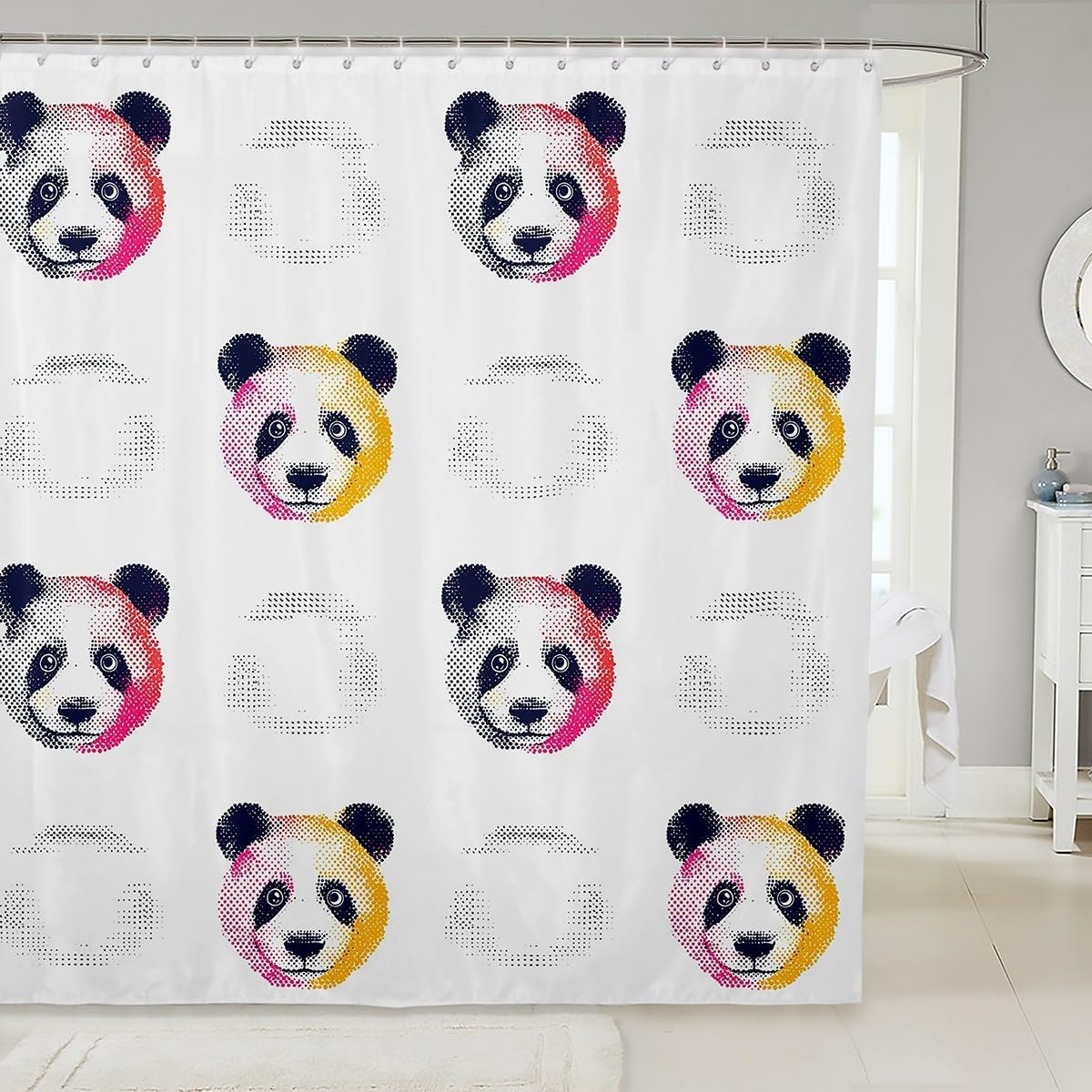 jiejeloiuAdorable Panda Wall-Mounted Bath Curtain for Kids