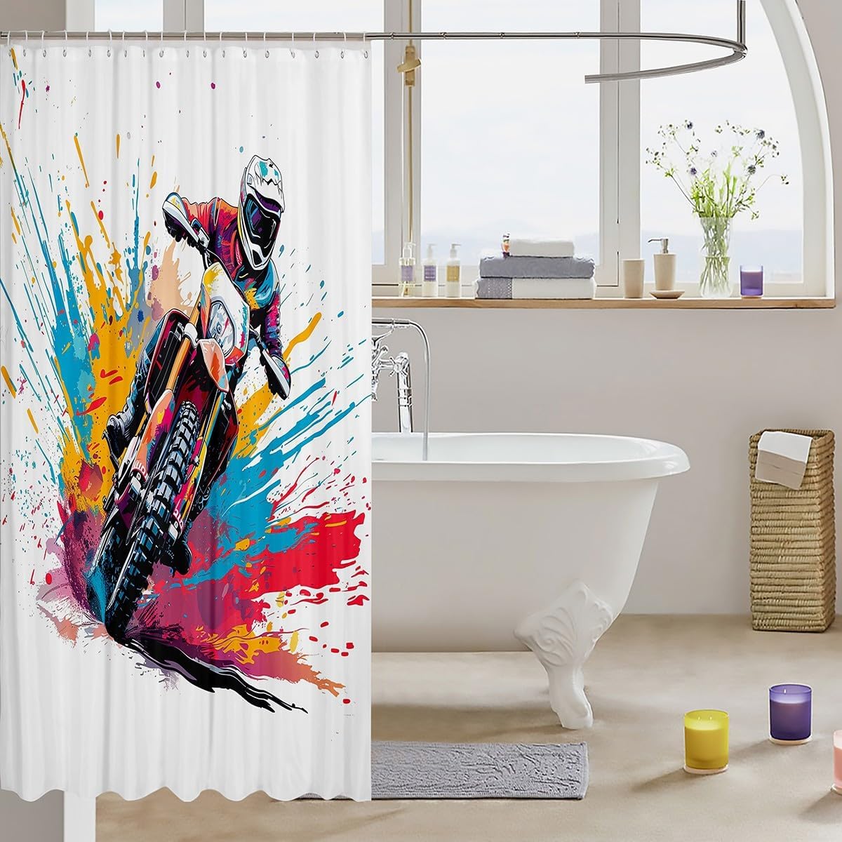 Feelyou 72-inch x 72-inch Dirt Bike Racing Showers curtain set