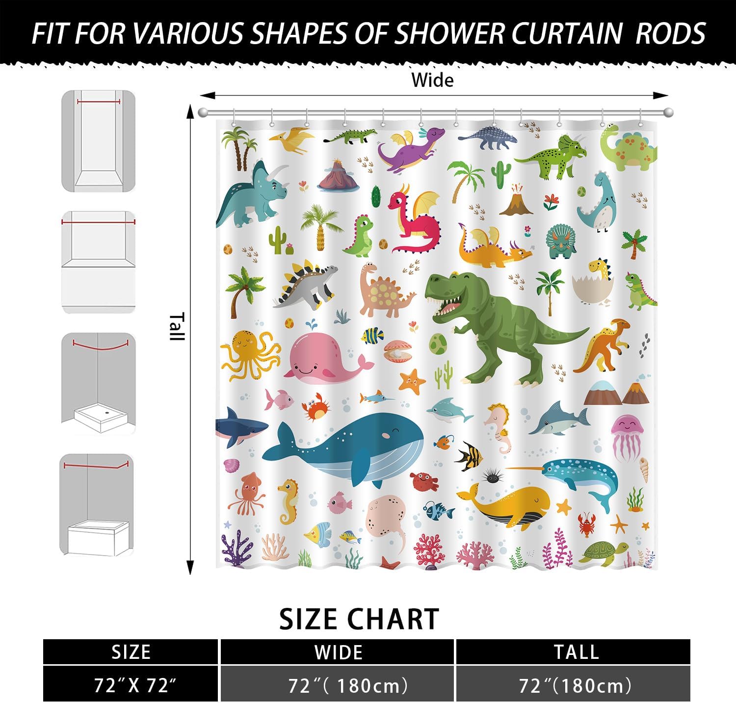 Kids Bathroom Ocean Shower Curtain Set