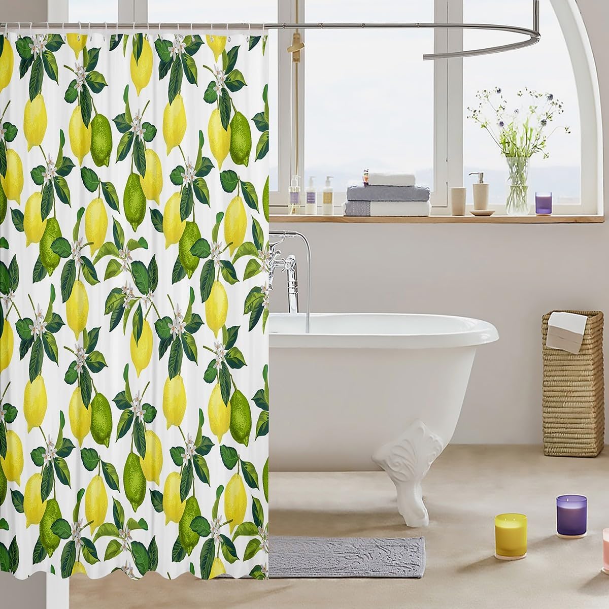 Bright and Cheery Lemon Tree Bath Curtain for Kids