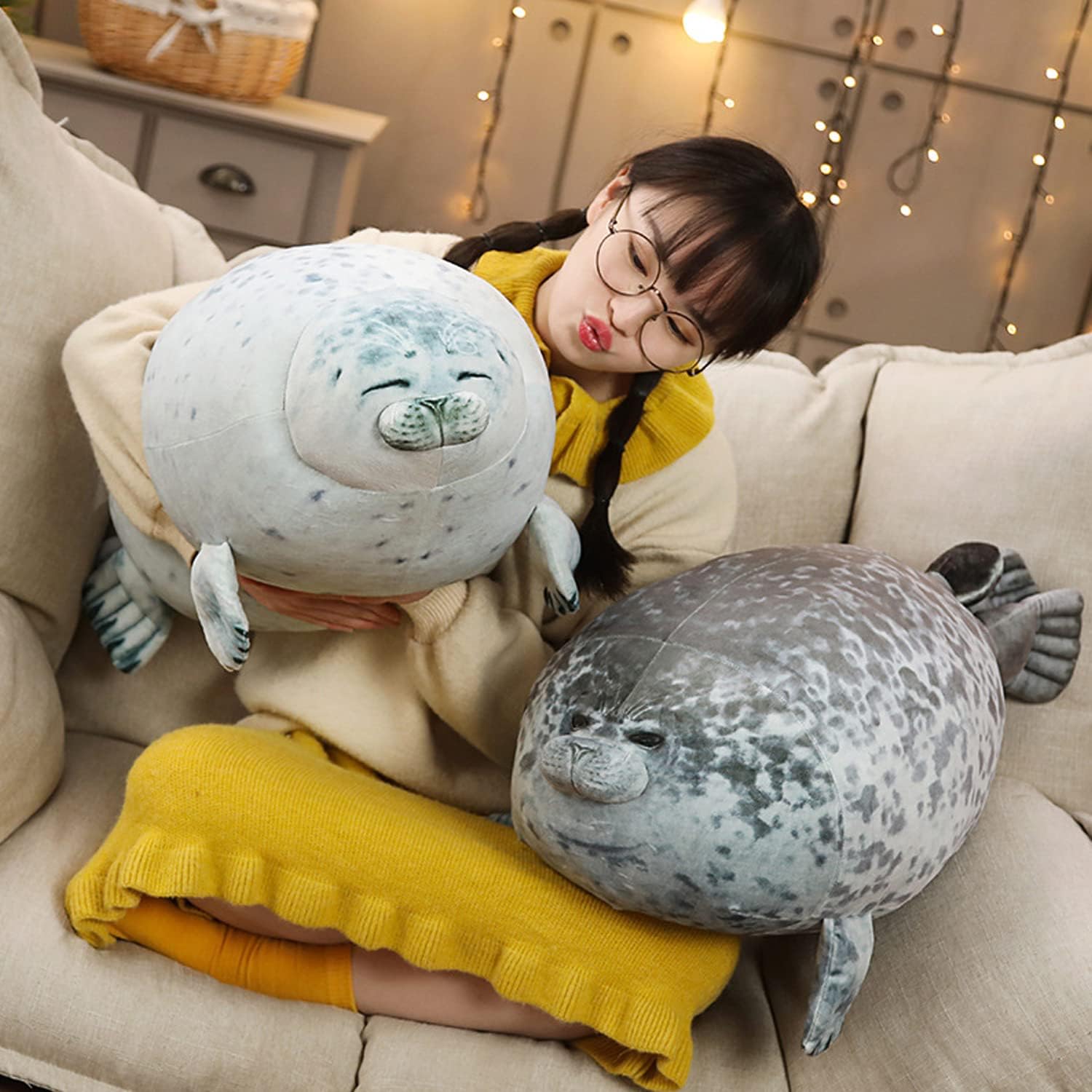EHOTONG Cute Blob Seal Pillow Fluffy Hugs for Kids