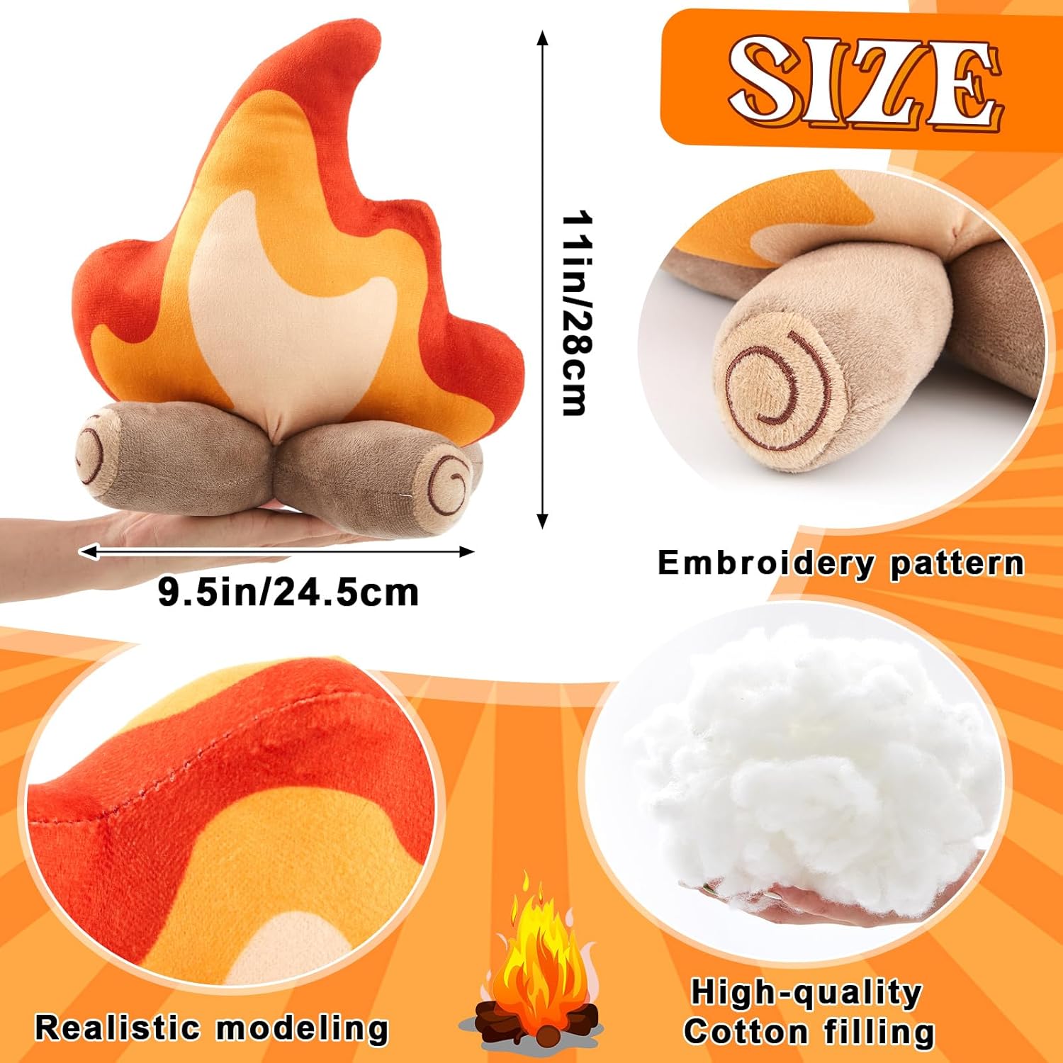 3 Pcs Campfire Plush Set Realistic Camping Experience