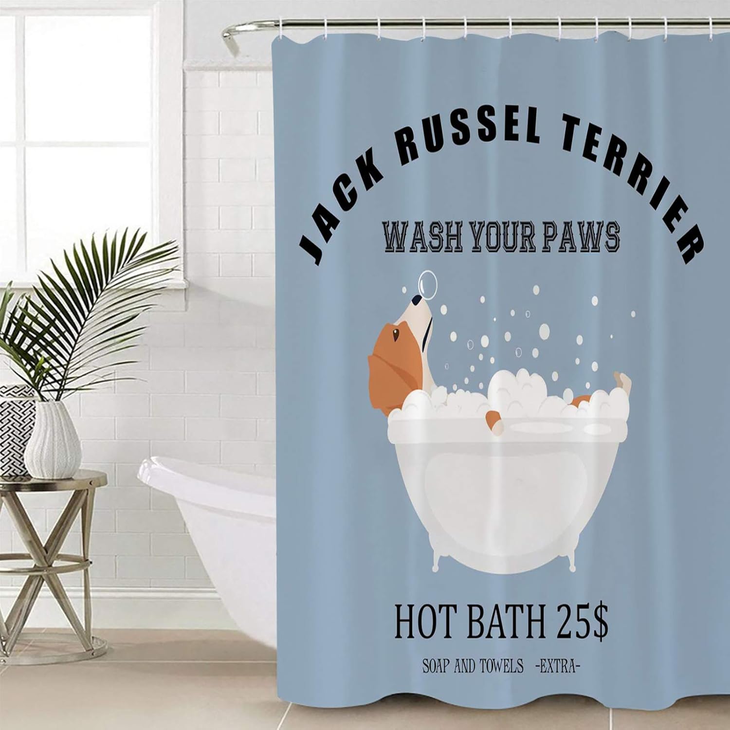 Premium Jack Russell Terrier Shower Curtain waterproof soft realistic animal design