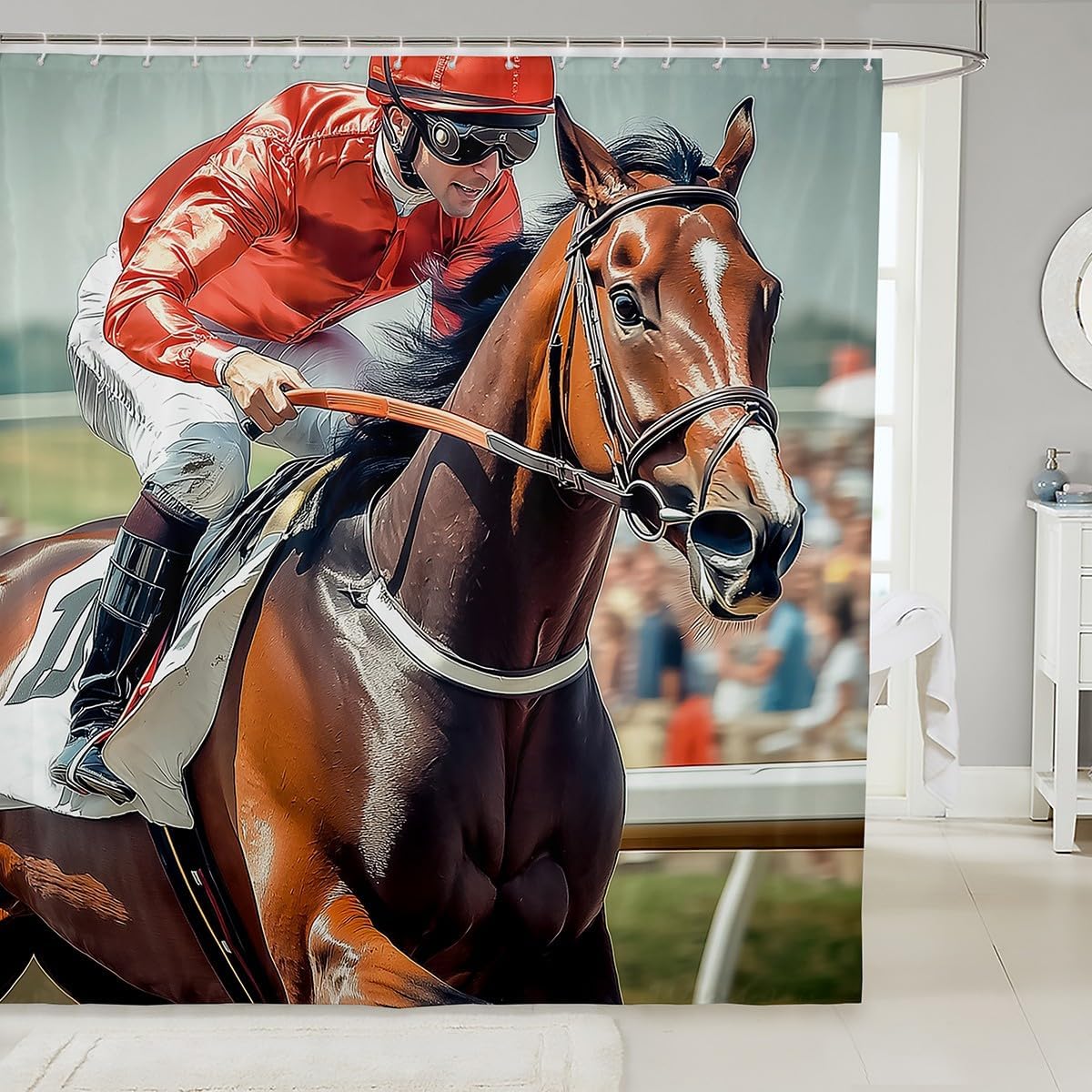 Horse Racing Shower Curtain Set - Exciting Kids Increments