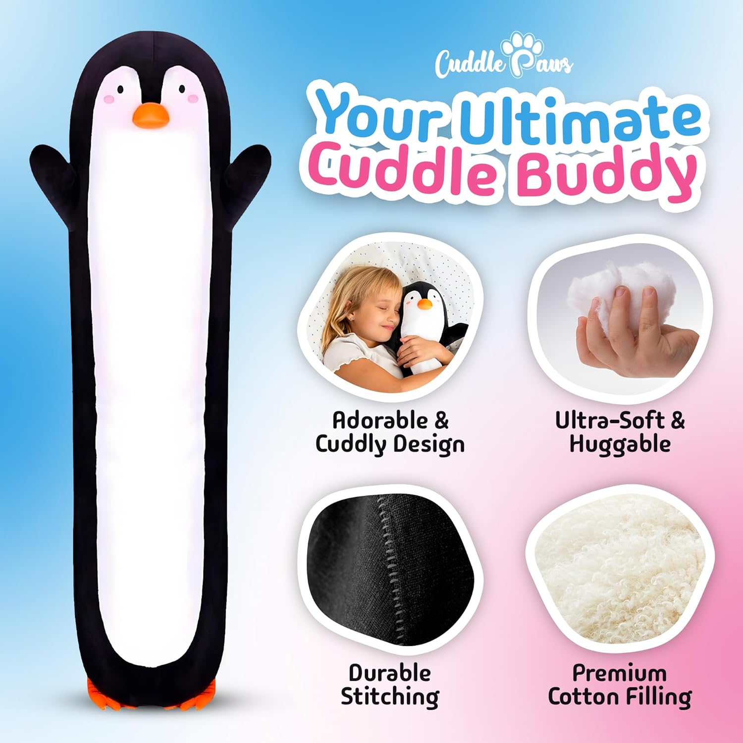 Adorable Penguin Plush Pillow - Perfect for Kids and Adults