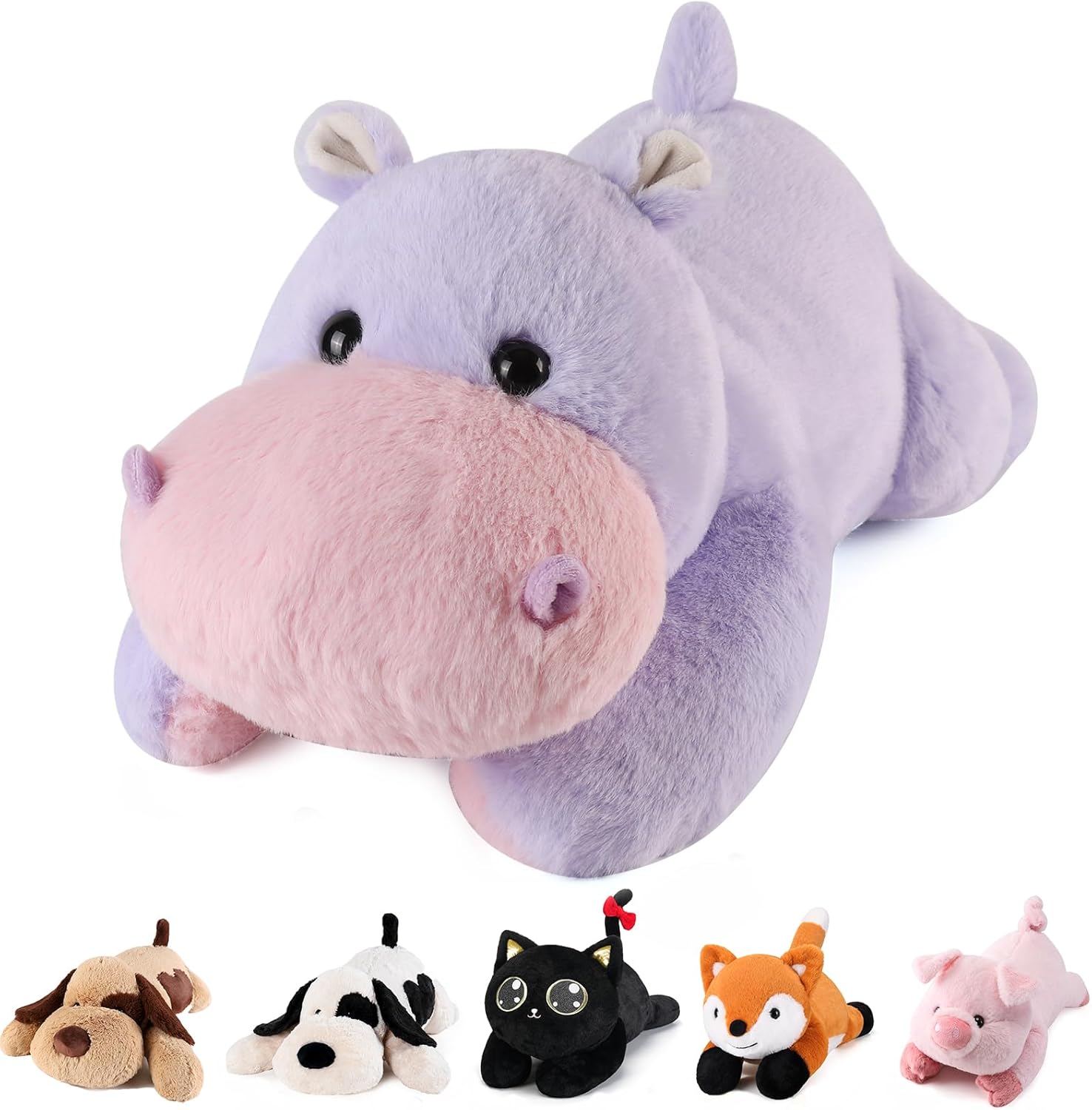Meowtastic Hippo Weighted Plush Toy - 28 Inch 5 Pounds Comfort Pillow