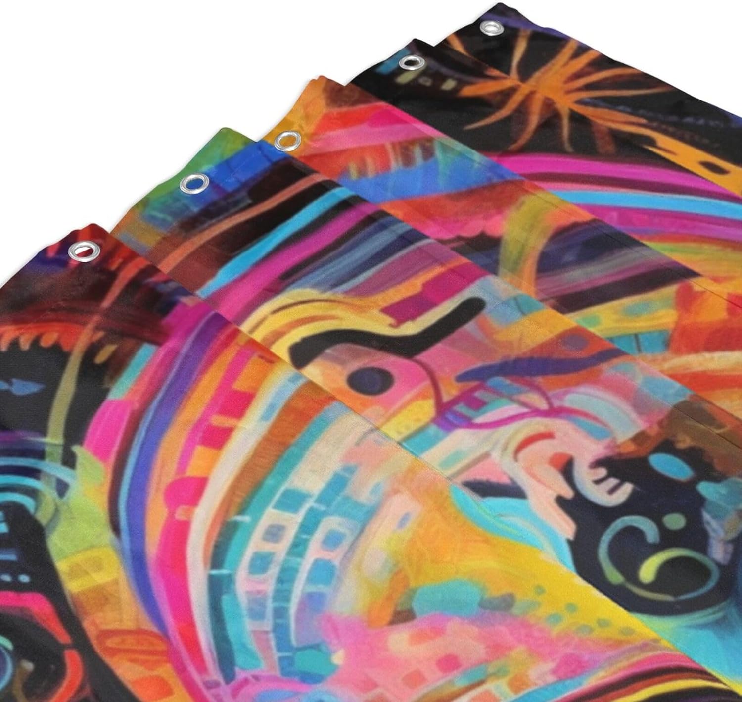 Abstract Girl Shower Curtain Set with 12 Hooks 72x72in