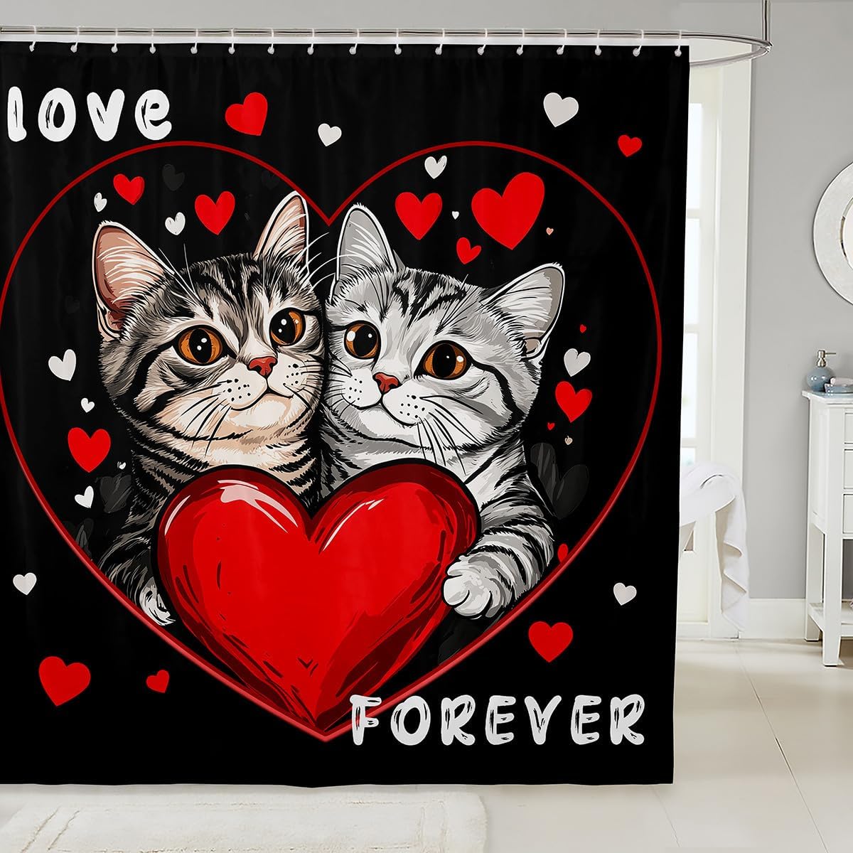 Midway Co Cat Couple Bath Curtain