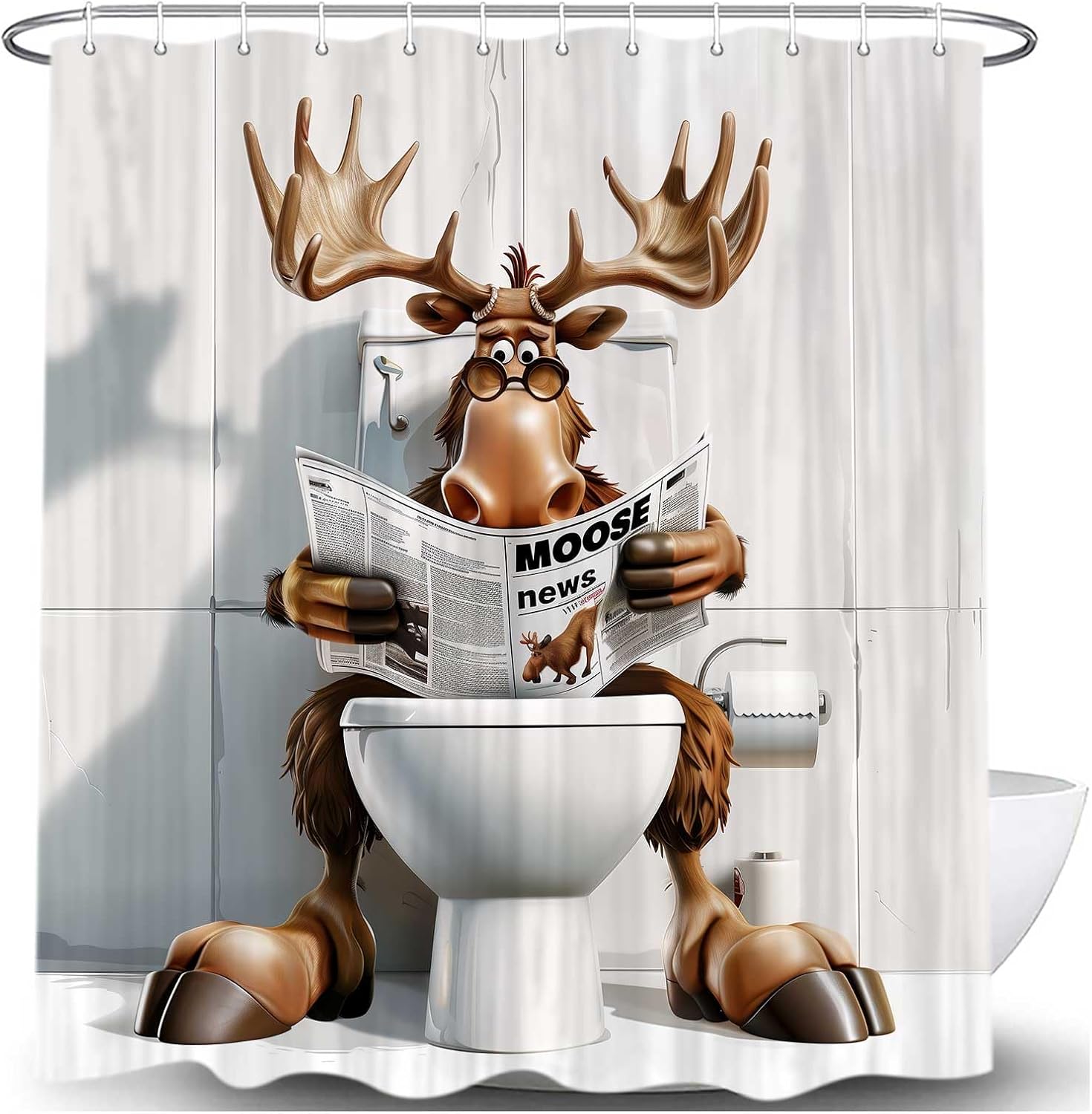 JAWO Funny Moose Bring Some Cheery Laughter to Your Bathroom