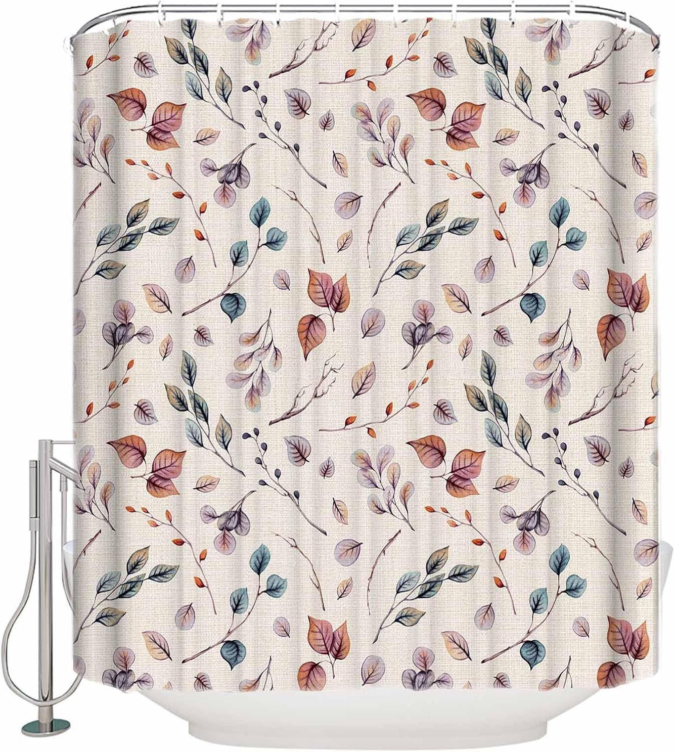 Picpeak 54x78-inch Autumn-Pattern Waterproof Shower Curtain Set with 12 Hooks